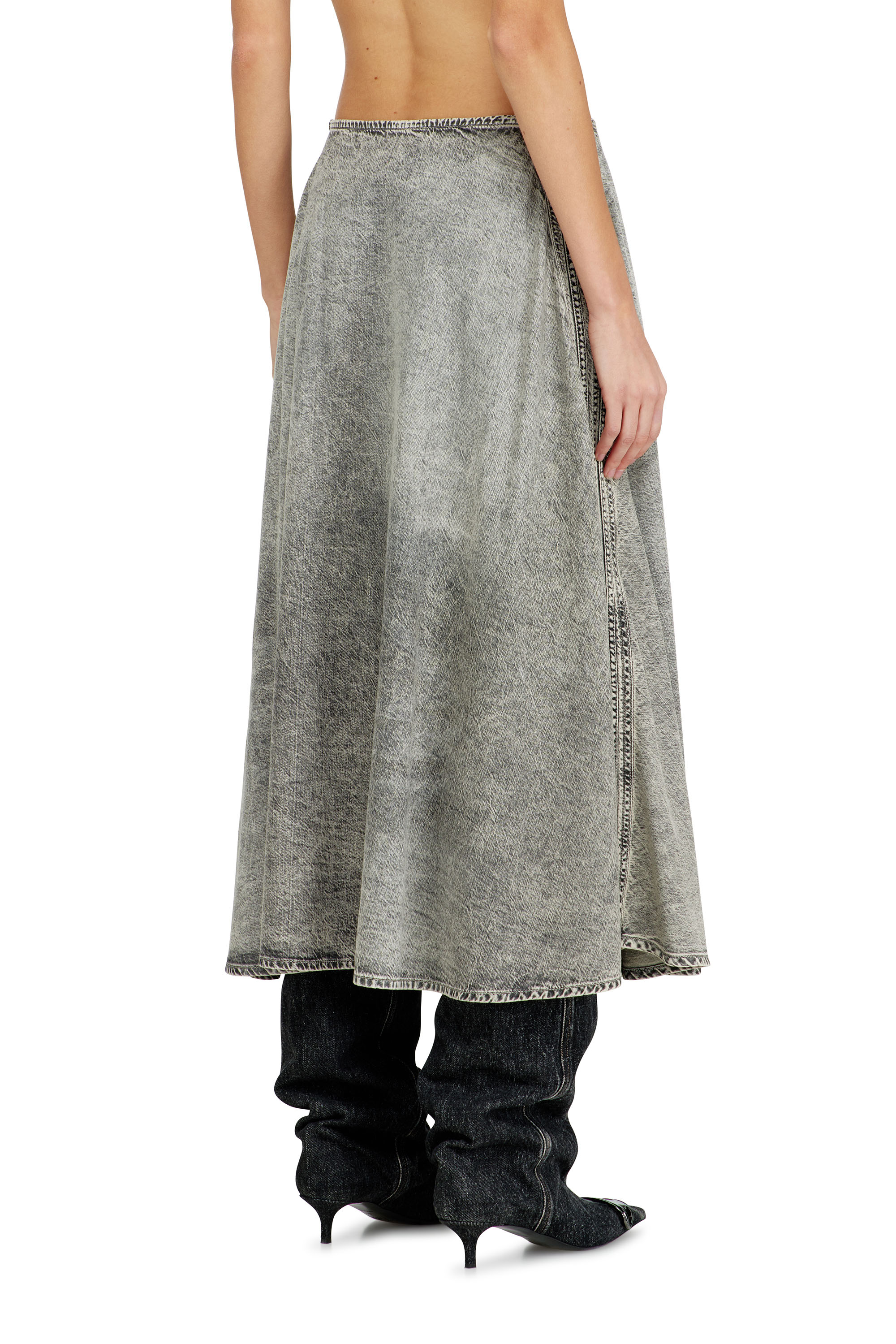 Diesel - DE-ANNIE-S2, Woman's Denim full skirt with athletic stripes in Grey - 3