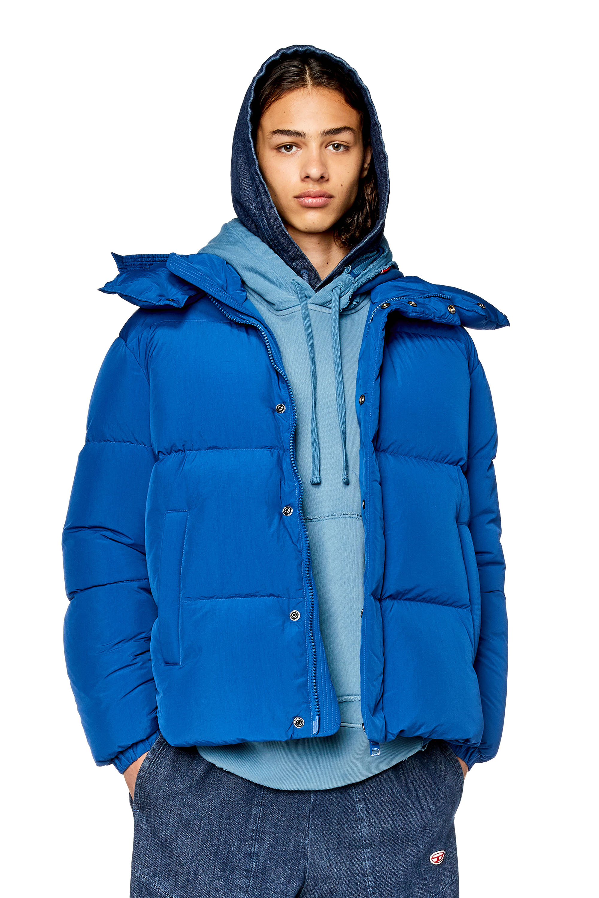 Diesel - Down jacket in recycled nylon taslan - Winter Jackets - Man - Blue