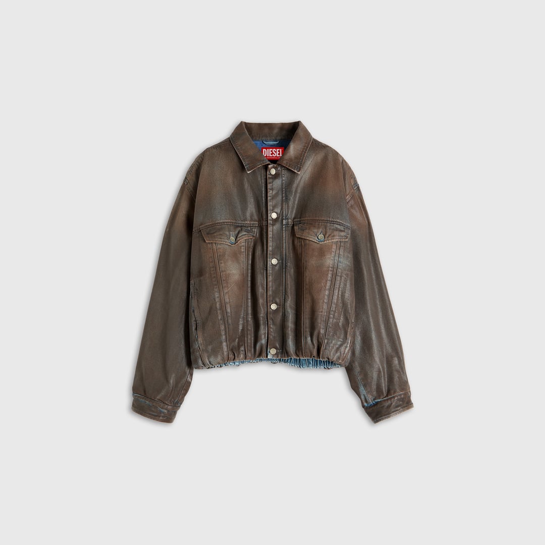 Diesel - Veste trucker en denim enduit - Vestes en denim - Mixte - Marron
