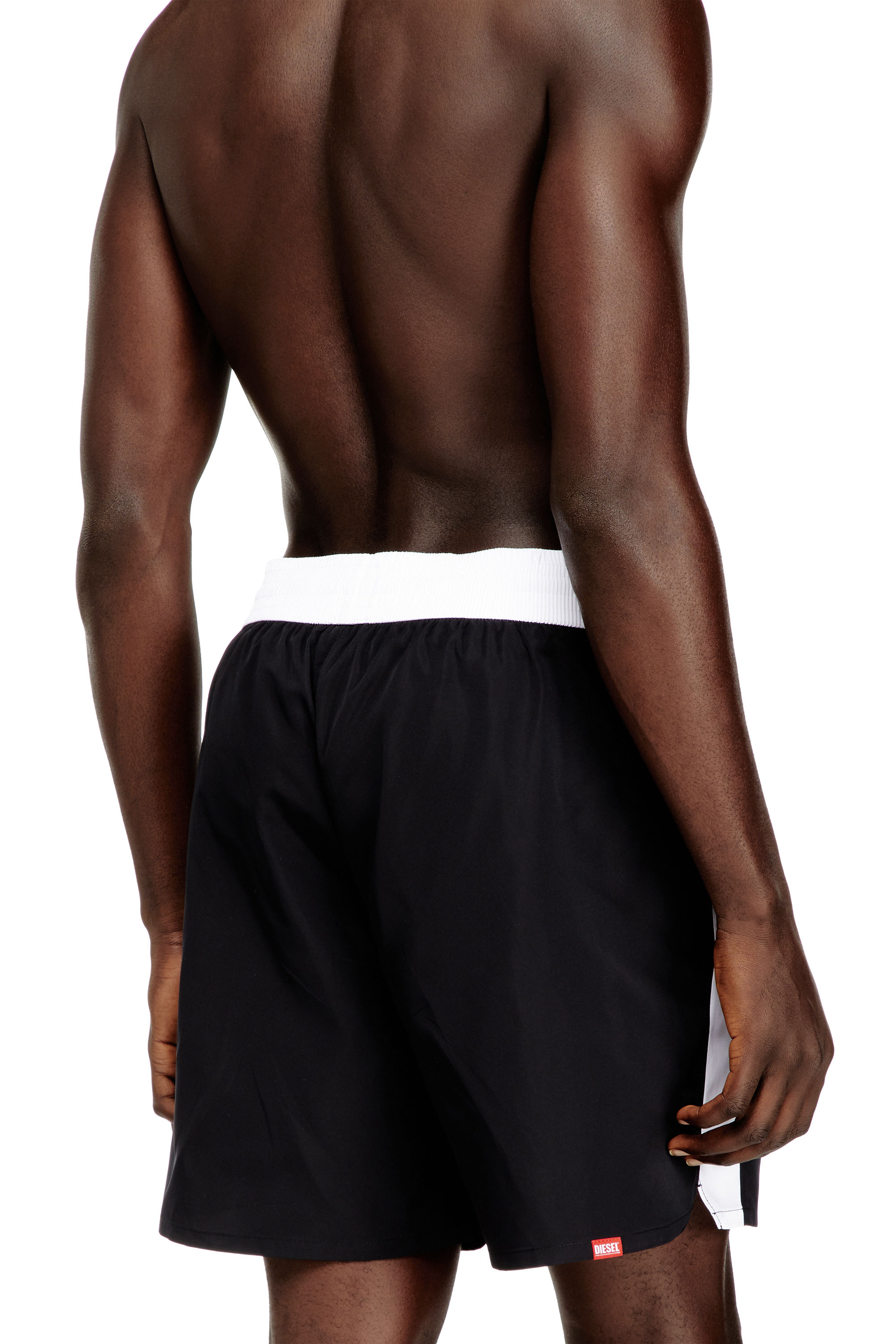 Diesel - BOXER-46-D-POP, Man's Swim shorts with contrast waistband in Black - 4