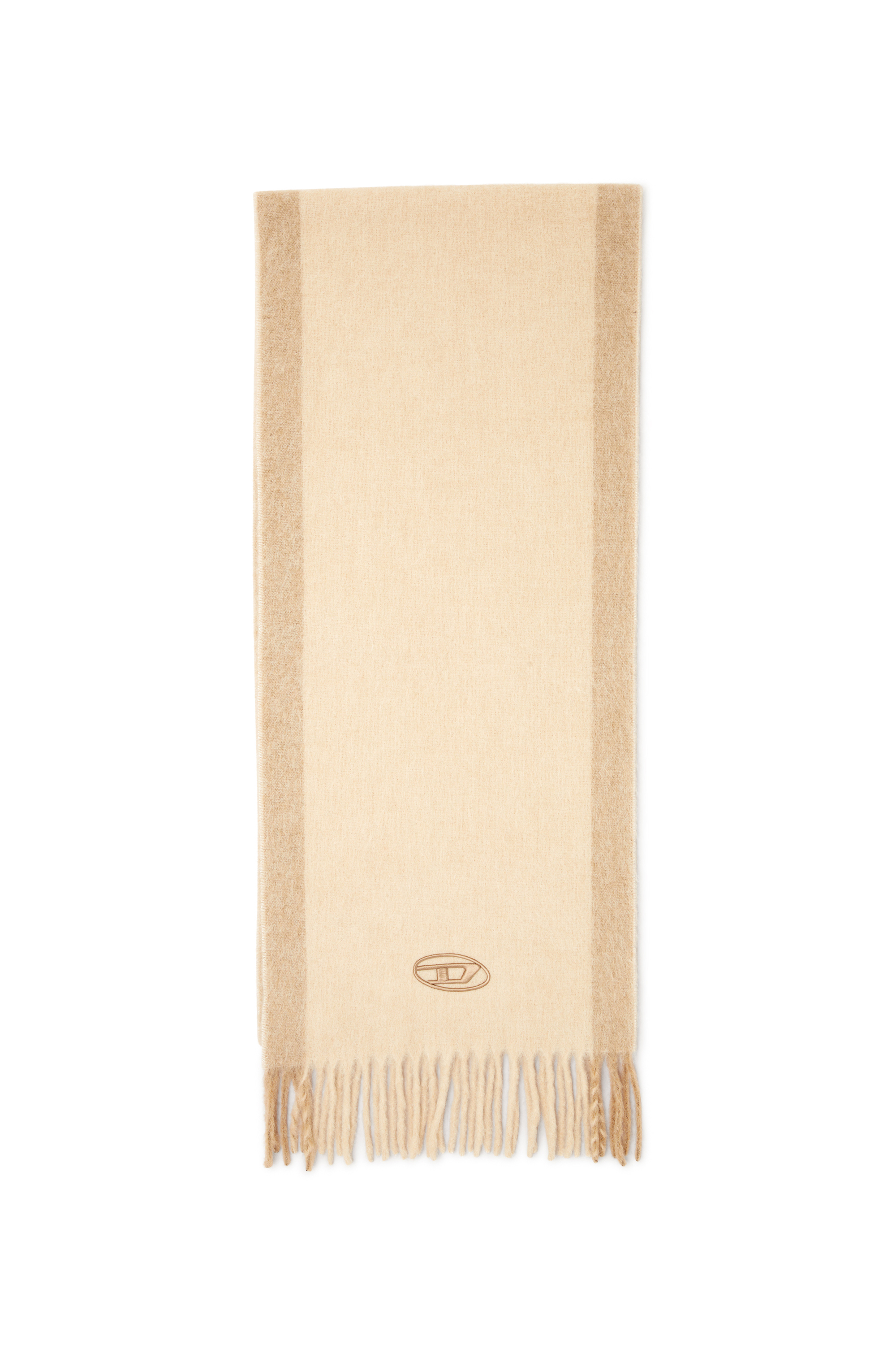 Diesel Men's Beige - Wool-Blend Scarf With Contrast Stripes - Scarf - Man Uni