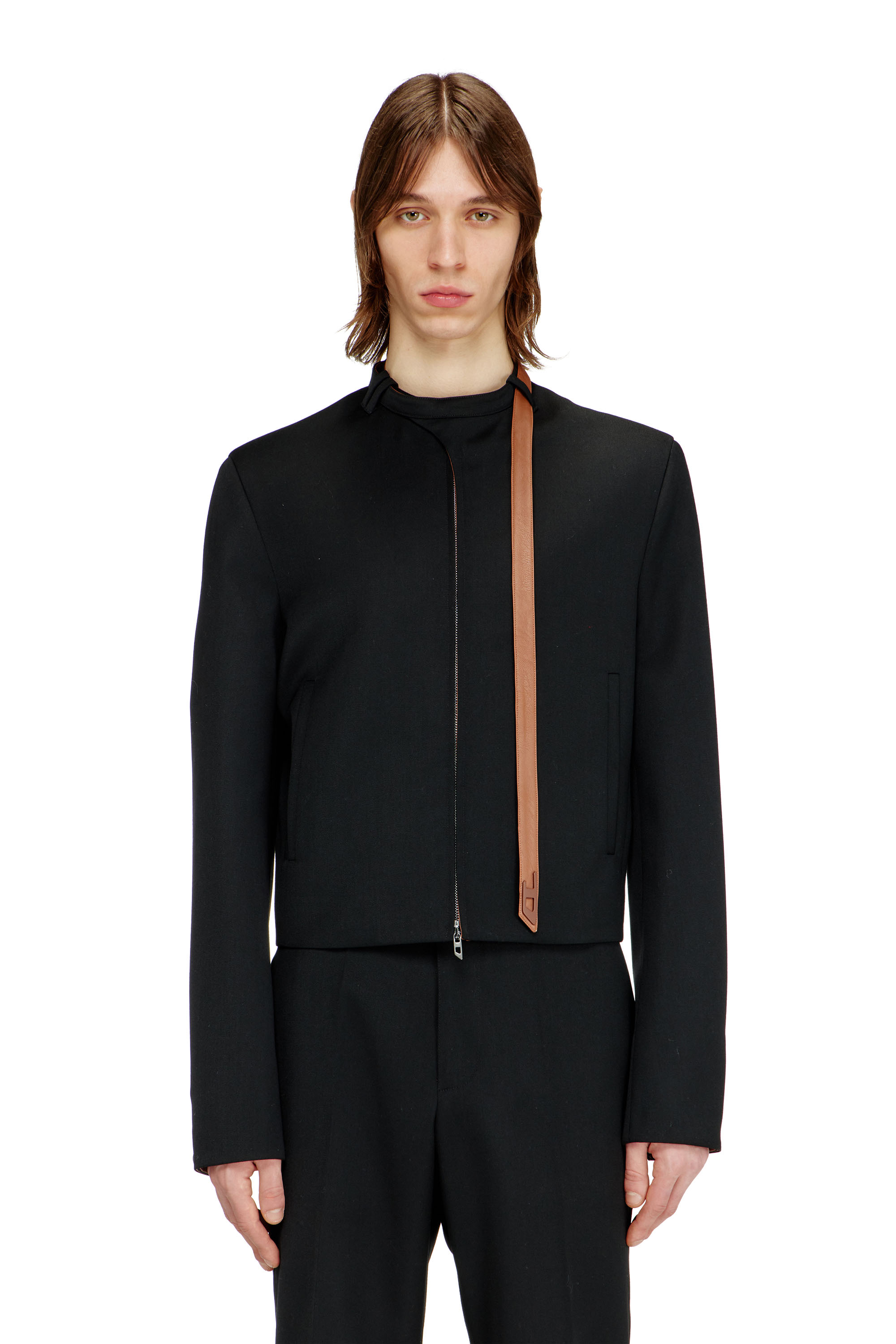 Diesel Men's Black - Tailored Jacket With Biker Neck Strap - Jackets - Man Size 46