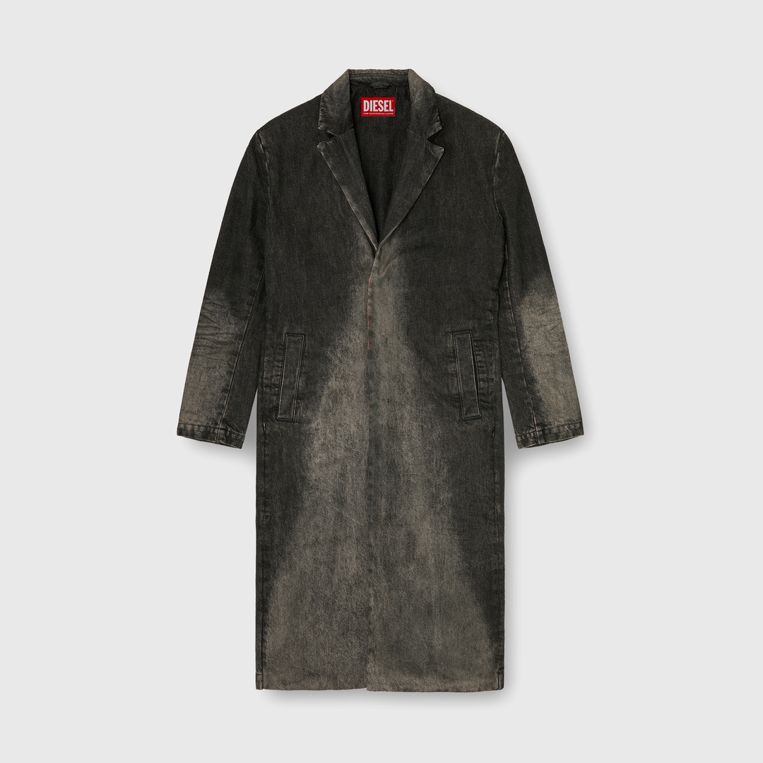 Diesel - Manteau long en denim effet usé - Vestes en denim - Mixte - Noir