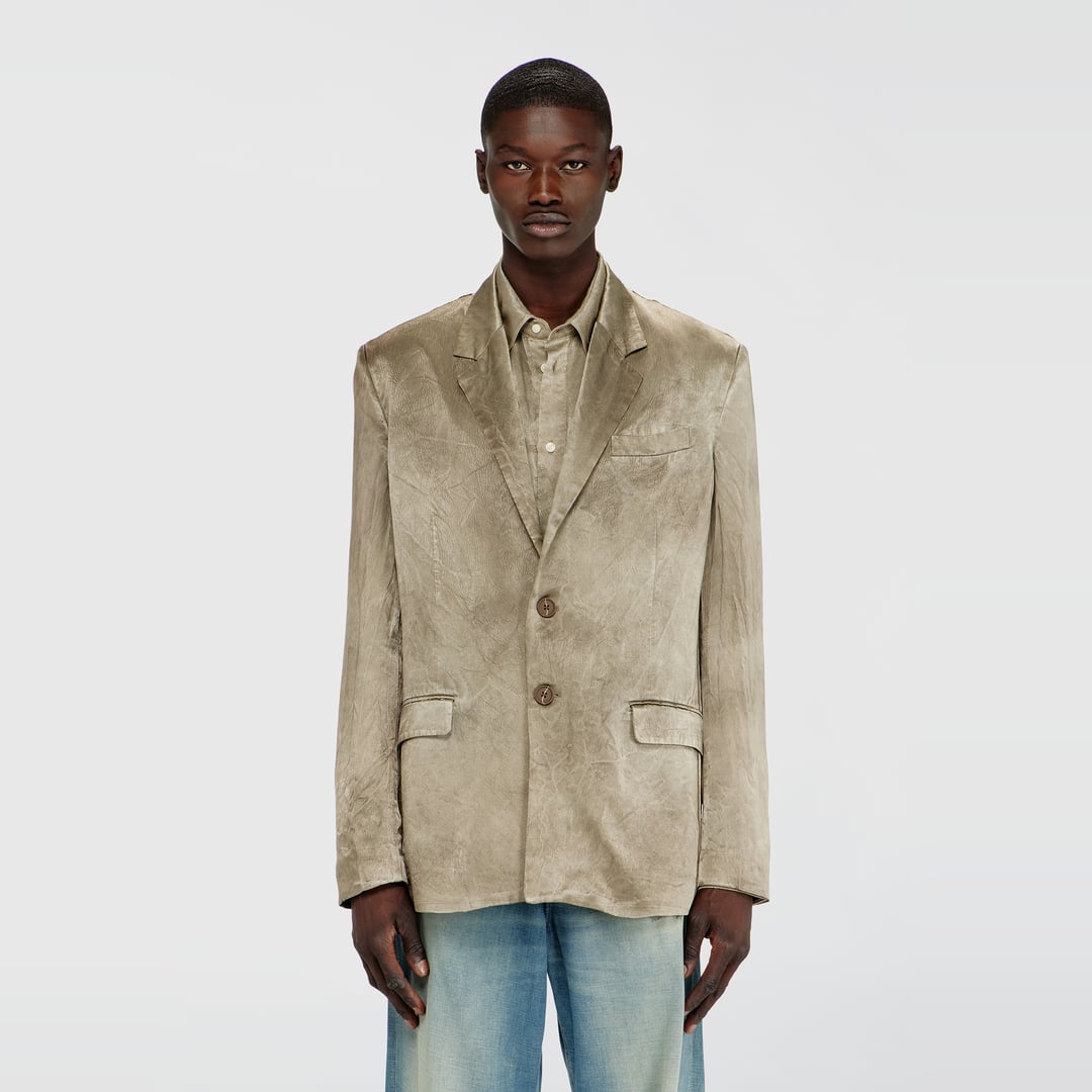 Diesel - Blazer in wrinkled satin - Jackets - Man - Brown