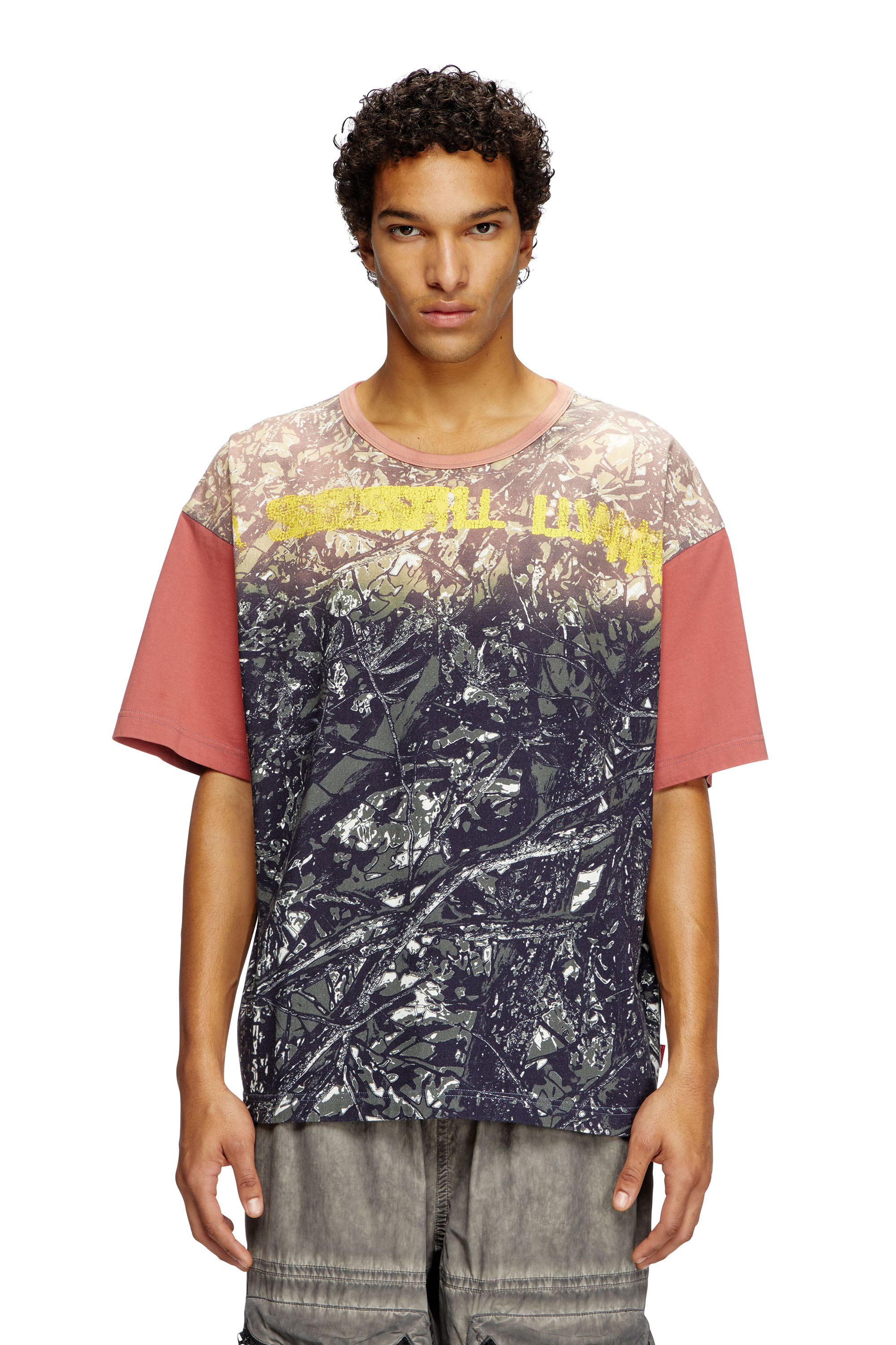 Diesel - T-shirt with glitch camo print - T-Shirts - Man - Multicolor
