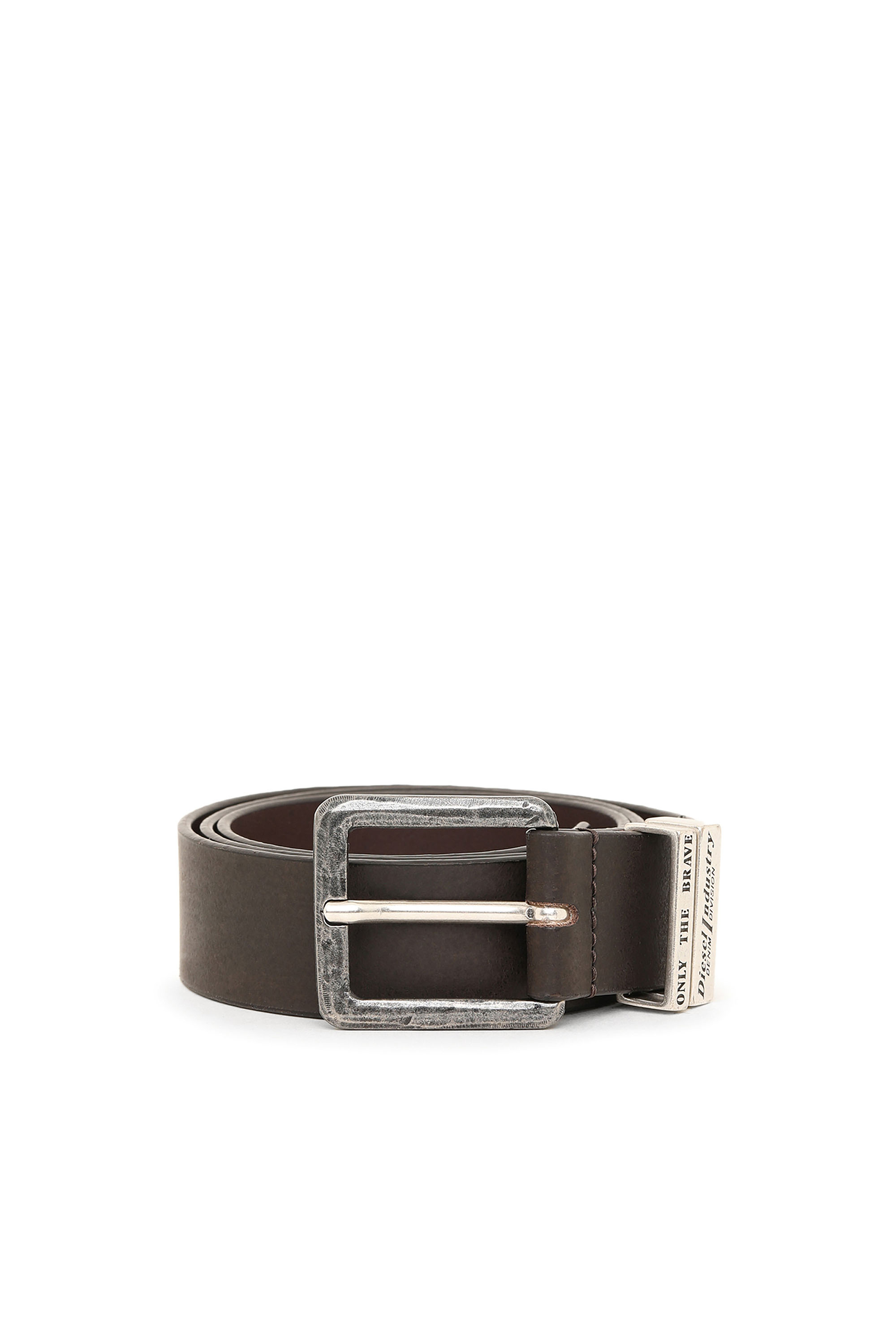 Diesel - Leather belt with burnished hardware - Belts - Man - Brown