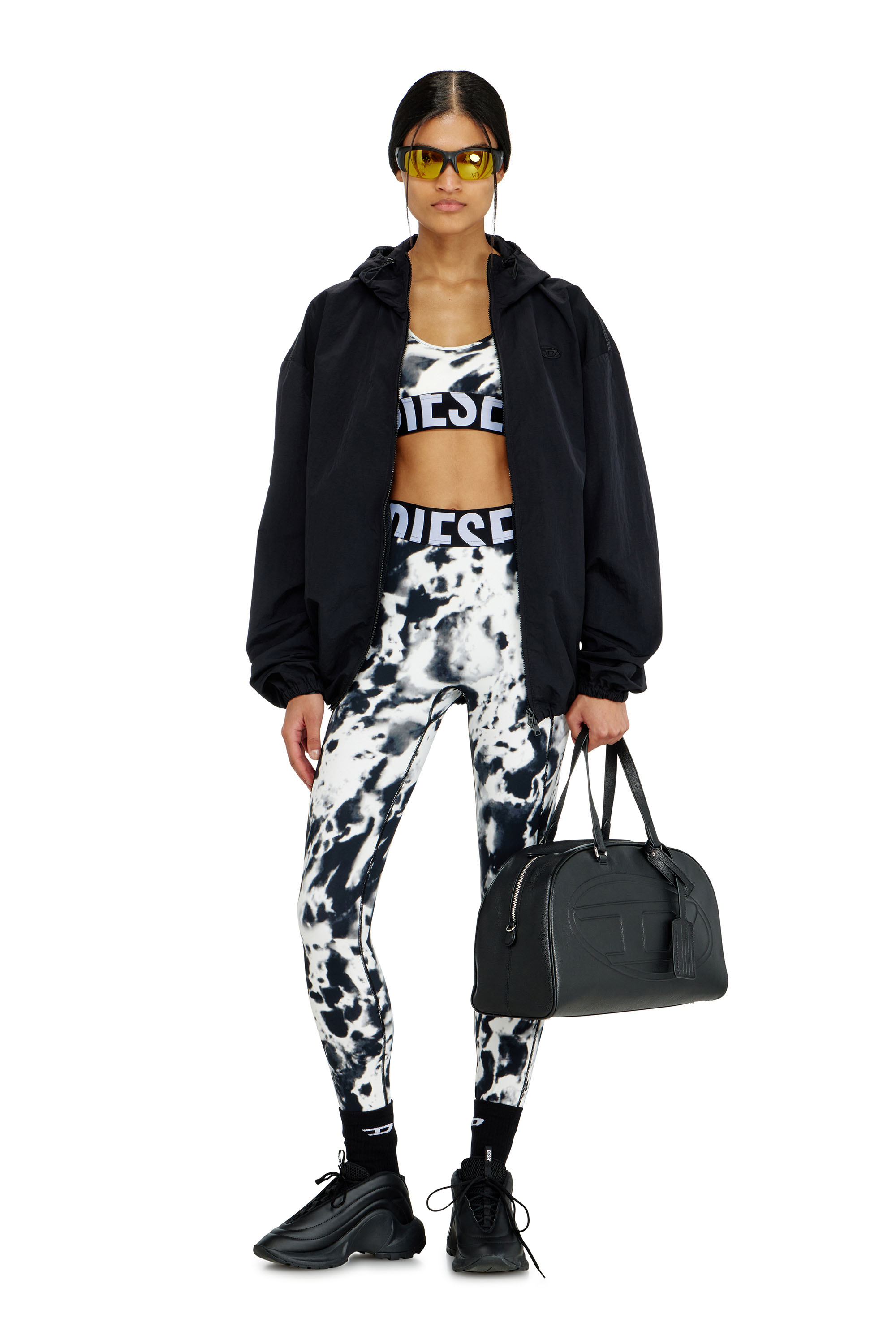 Diesel - ALLISON-D-POP, Woman's Sports bra in printed microfibre in White/Black - 5