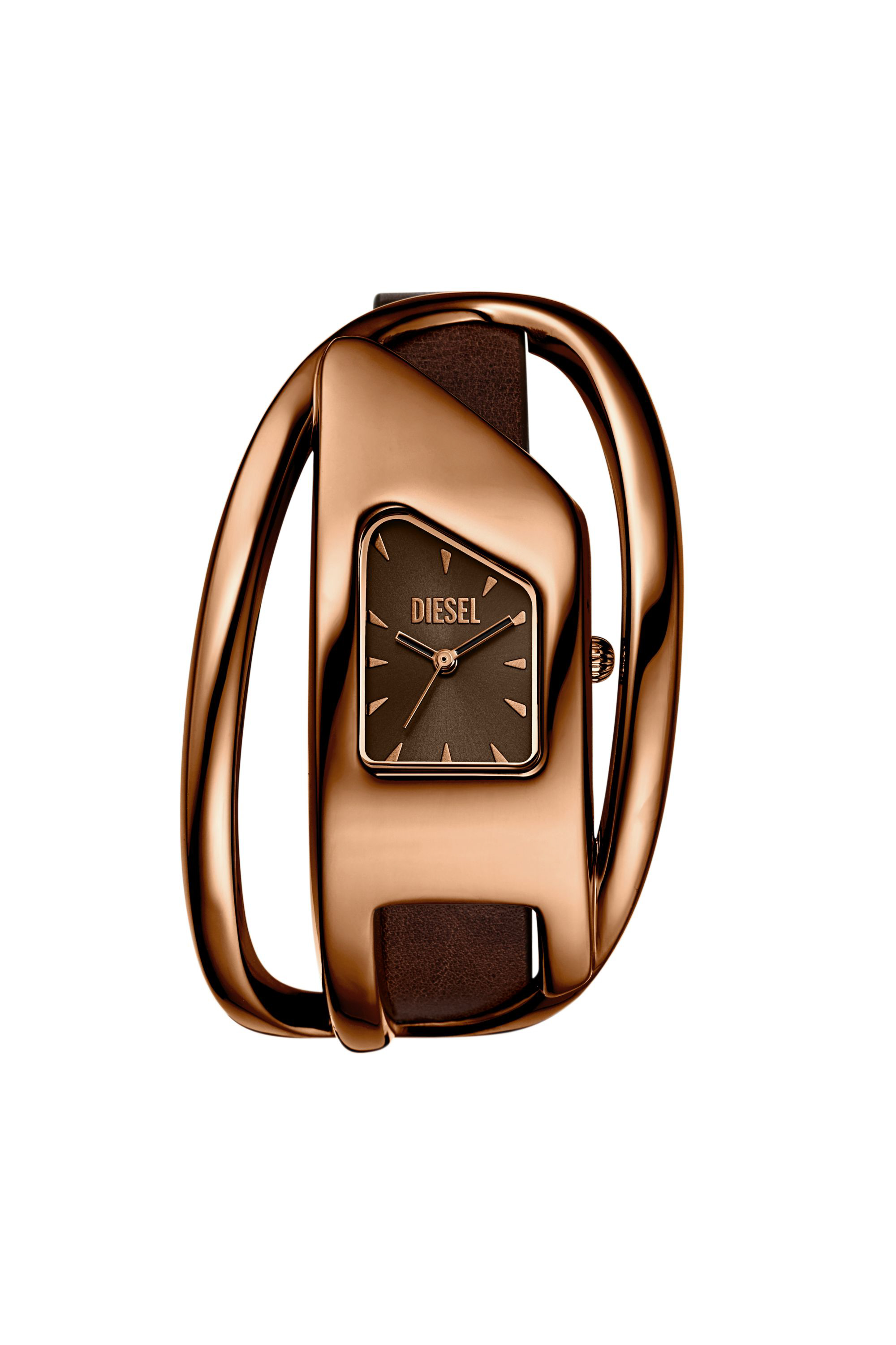 Diesel Wrap-d Brown Leather Watch In Brown