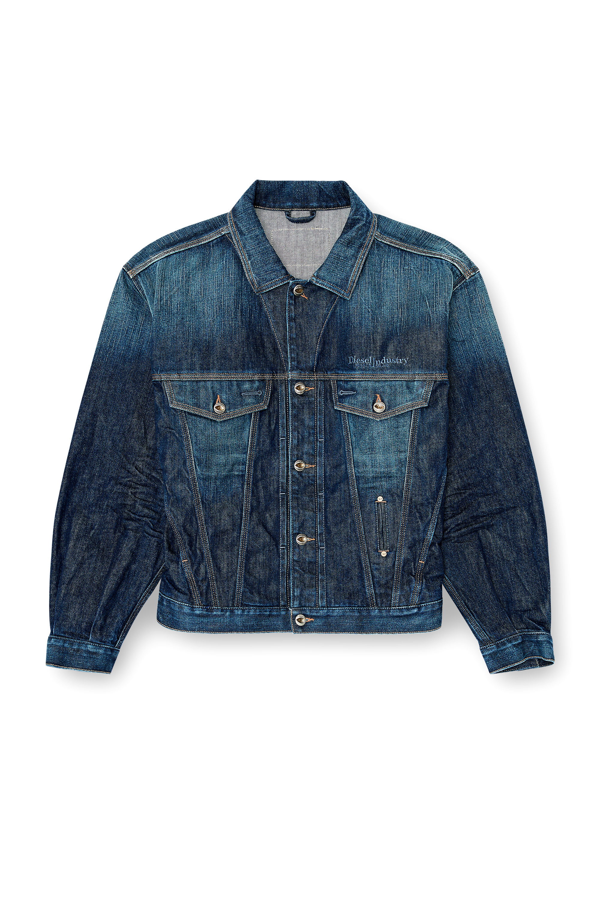 Diesel - D-DENVER-CL, Unisex's Trucker jacket in selvedge denim in Medium blue - 2