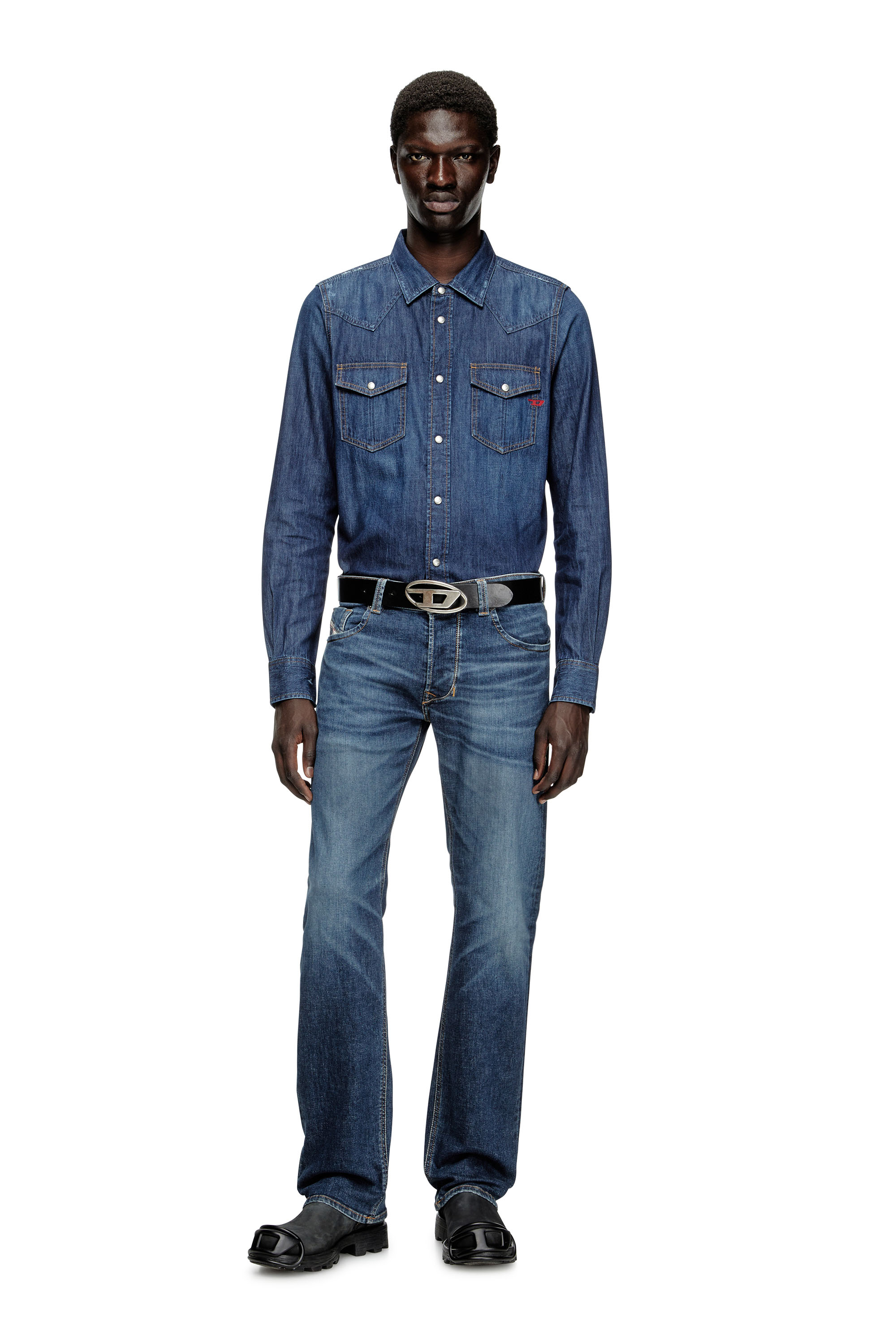 Diesel - D-VEGA, Man's Denim overshirt in Dark Blue - 2
