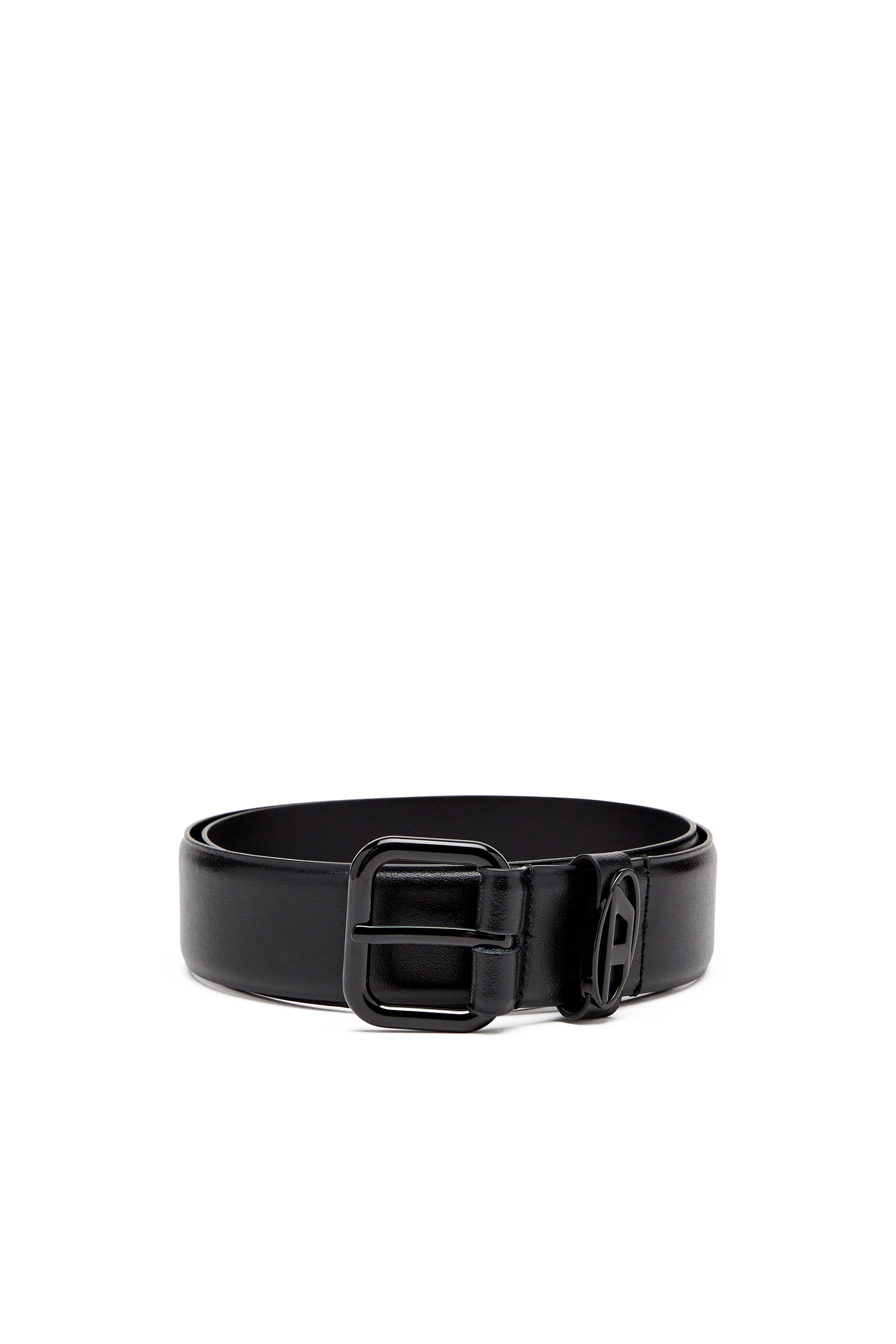 Diesel Unisex Black - 3.9Cm Logo-Plaque Embellished Leather Belt - Belts Size 95