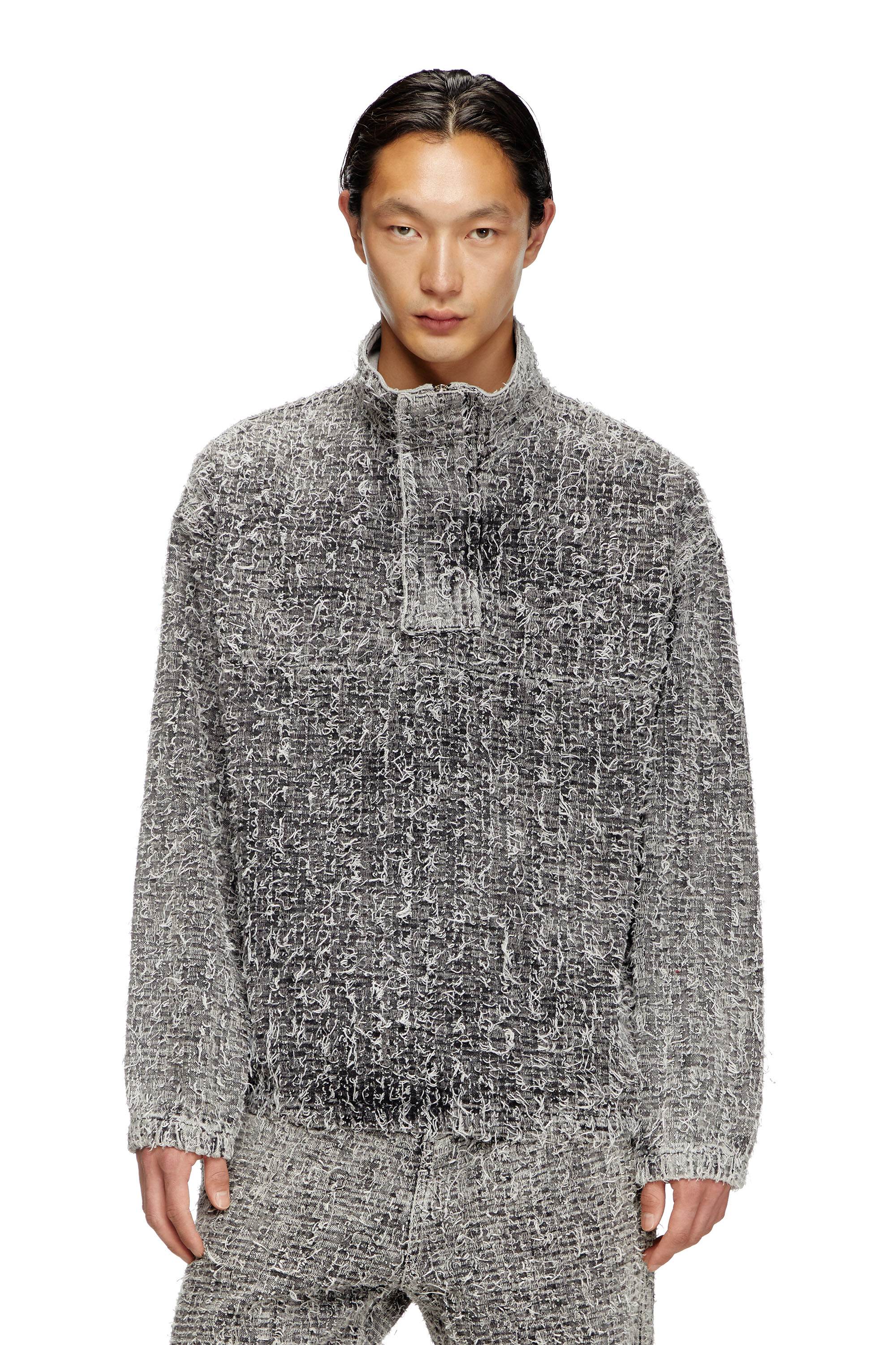 Diesel - Pullover jacket in bouclé denim - T-Shirts - Unisex - Grey