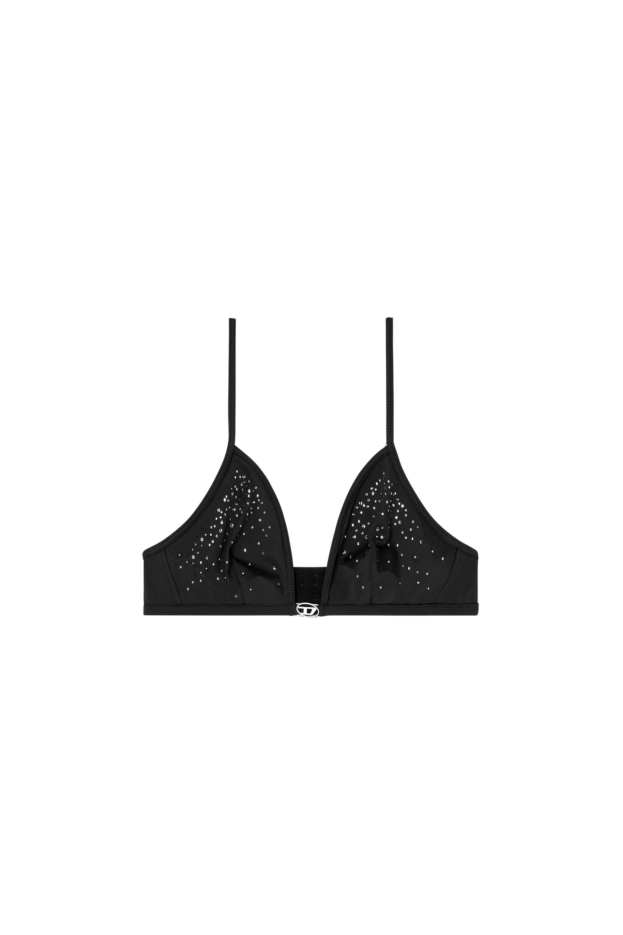 Diesel - LUNA-DNM, Woman's Microfibre triangle bra with crystals in Black - 4