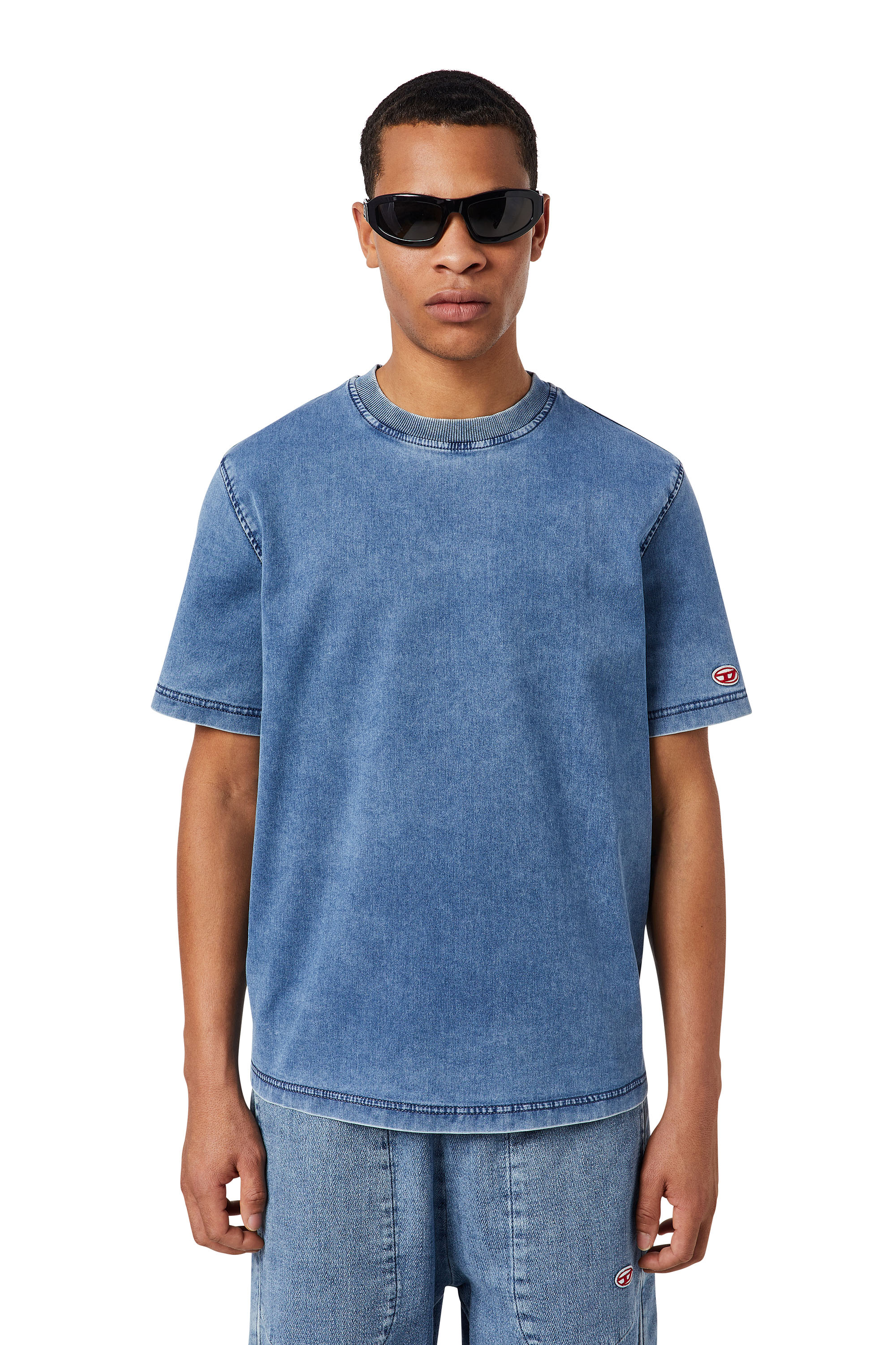 Diesel - T-shirt in Track Denim - T-Shirts - Uomo - Blu