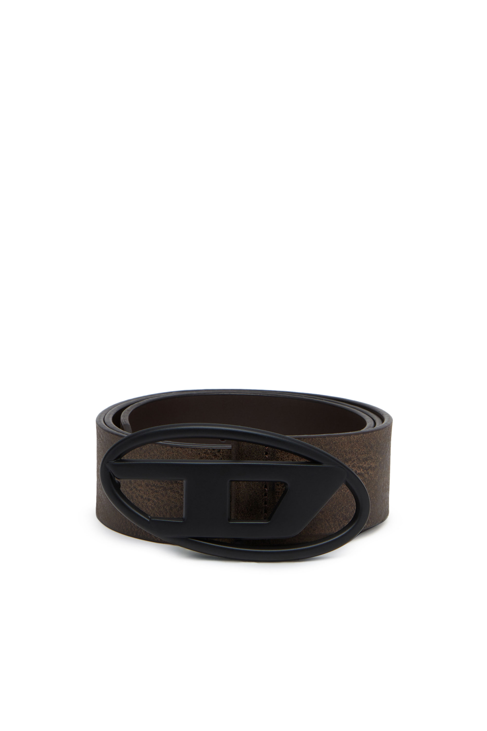 Diesel - Reversible leather belt with D logo buckle - Belts - Man - Black