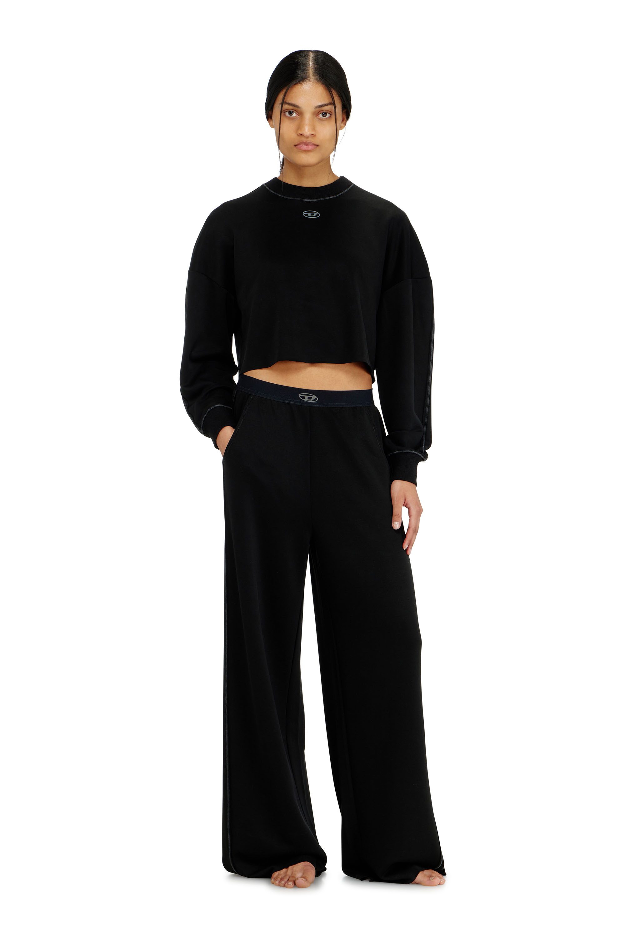 Diesel - ALYSA-UTLT, Woman's Track pants in light stretch scuba in Black - 1