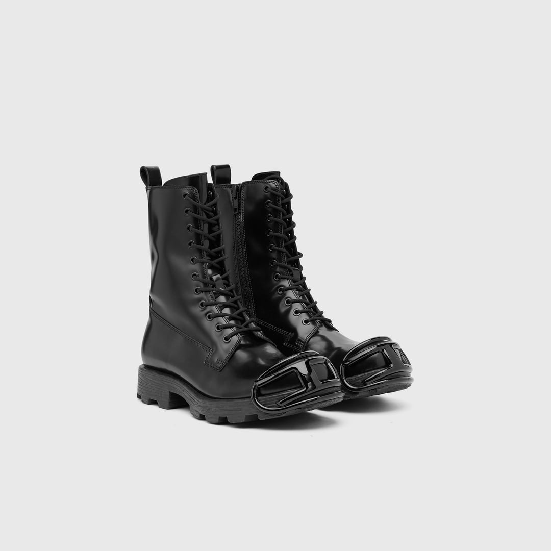 Diesel - D-Hammer-Leather boots with oval D toe guard - Boots - Man - Black