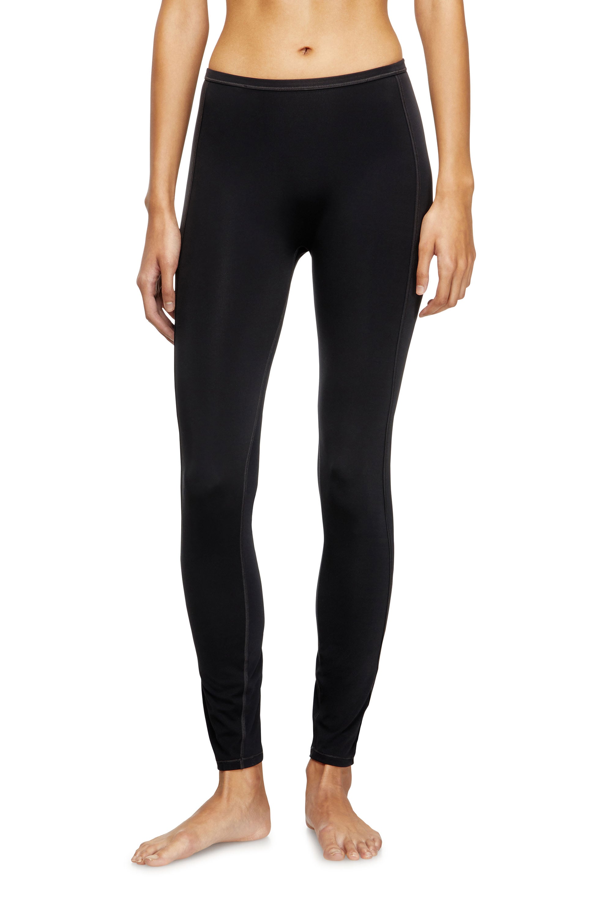 Diesel - Nylon leggings with cut-out back Oval D - Pants - Woman - Black