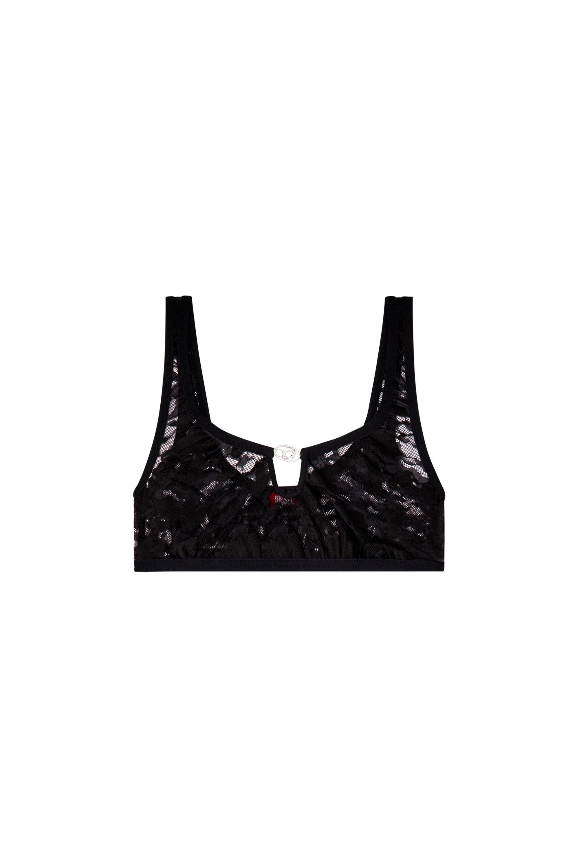 Shop Diesel Camo Lace Bralette With Oval D Plaque In Black