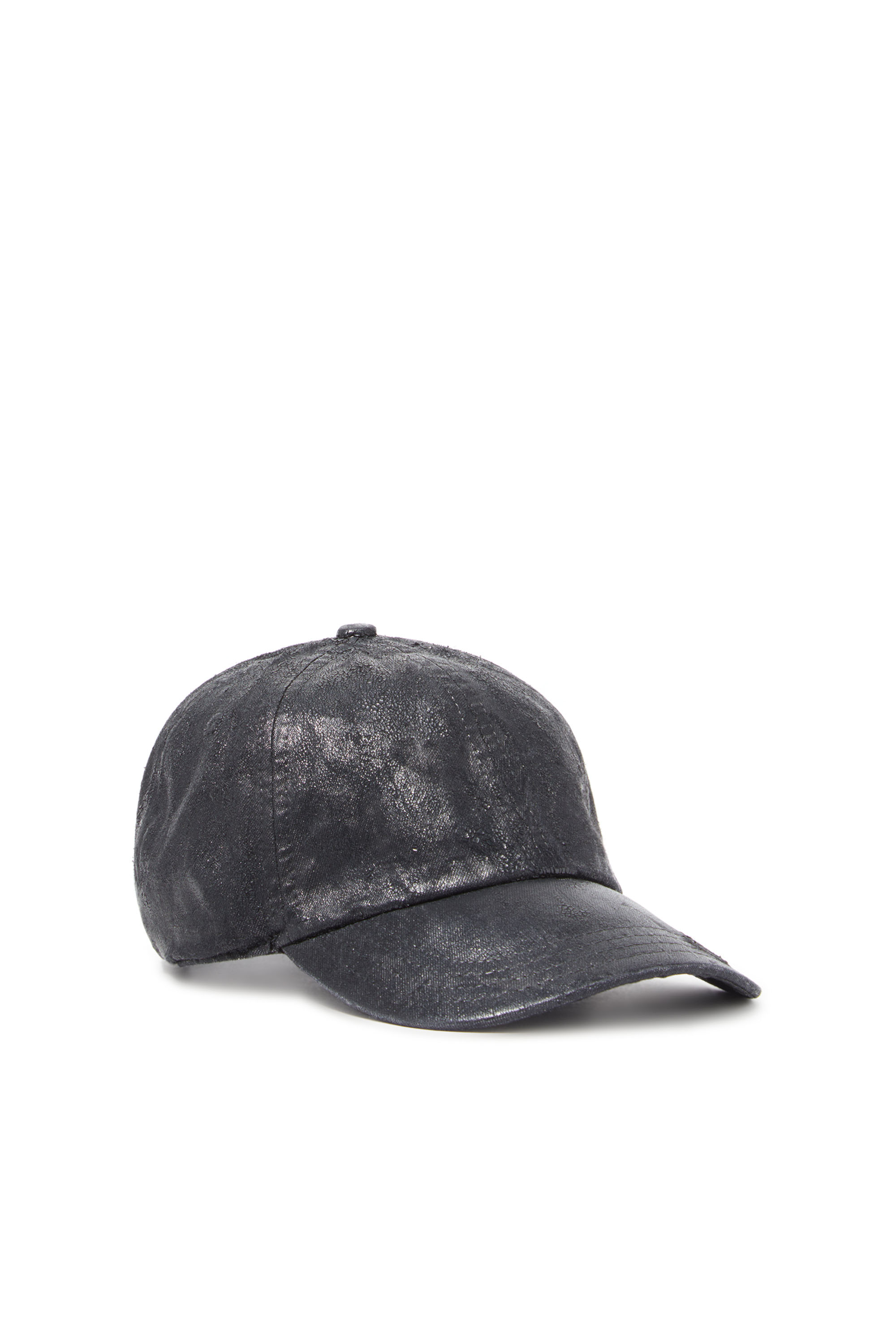 Shop Diesel Baseball Cap In Coated Denim In Black