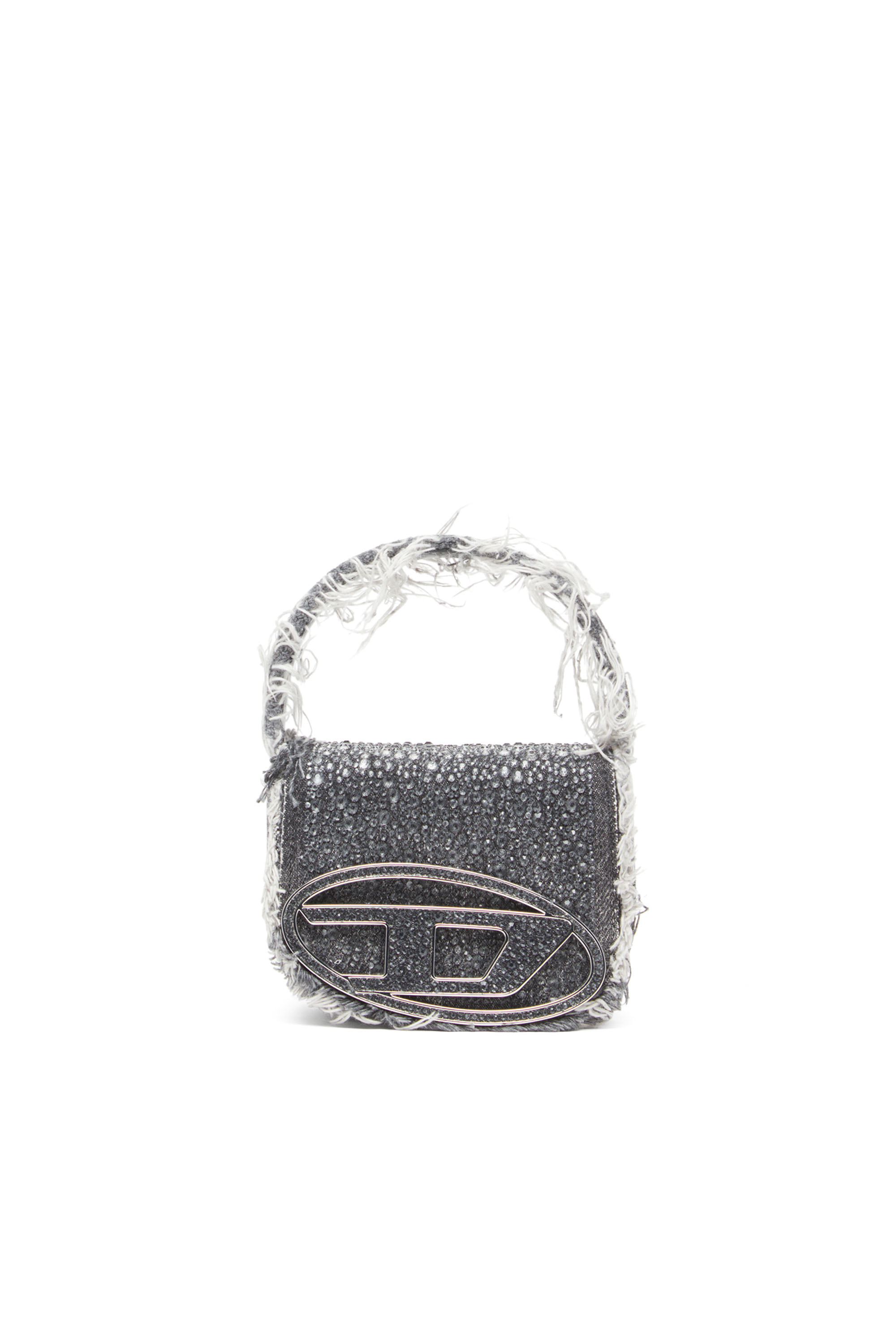 Shop Diesel 1dr Xs-iconic Mini Bag In Denim And Crystals In Nero