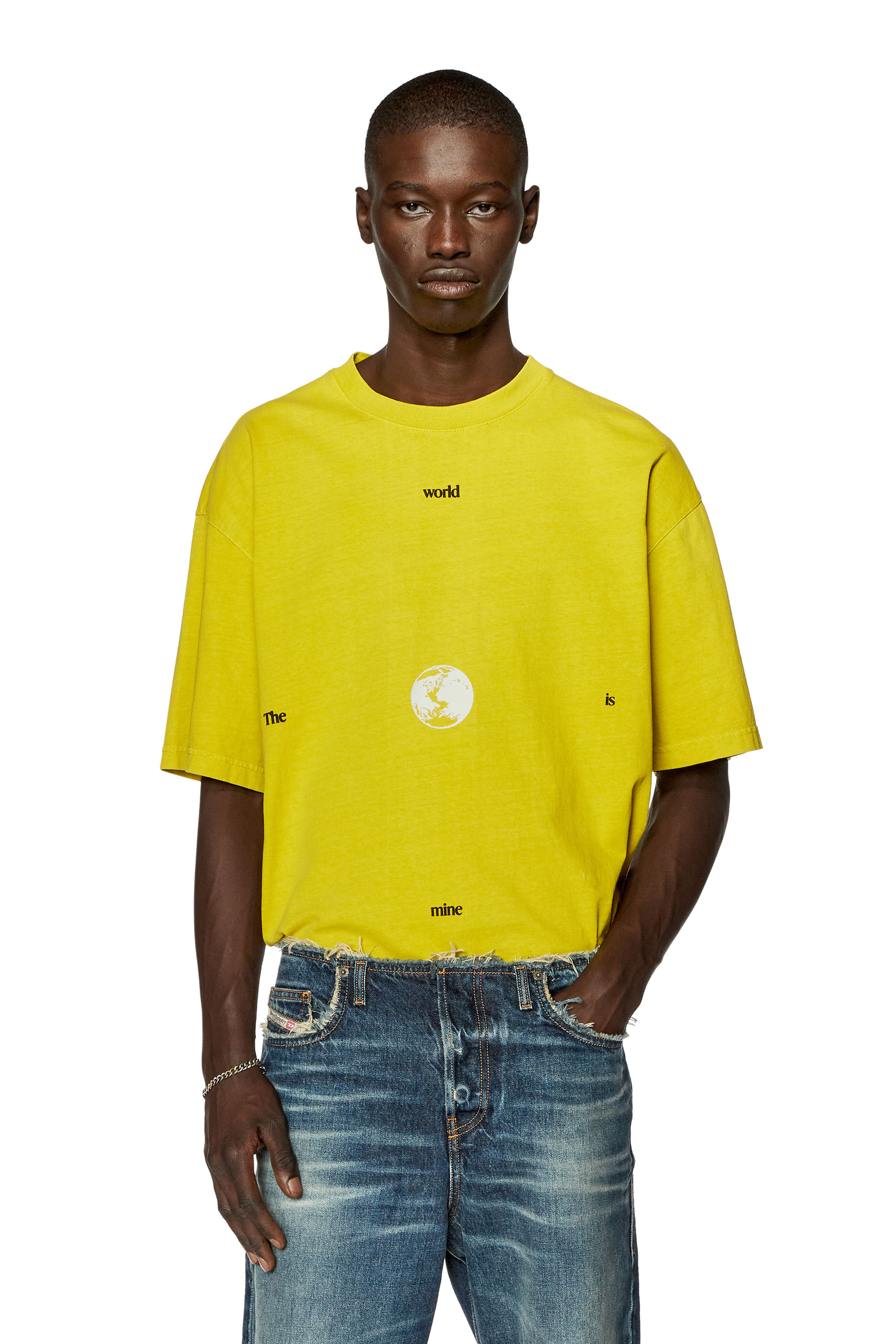 DIESEL T-SHIRT WITH THE WORLD IS MINE PRINT