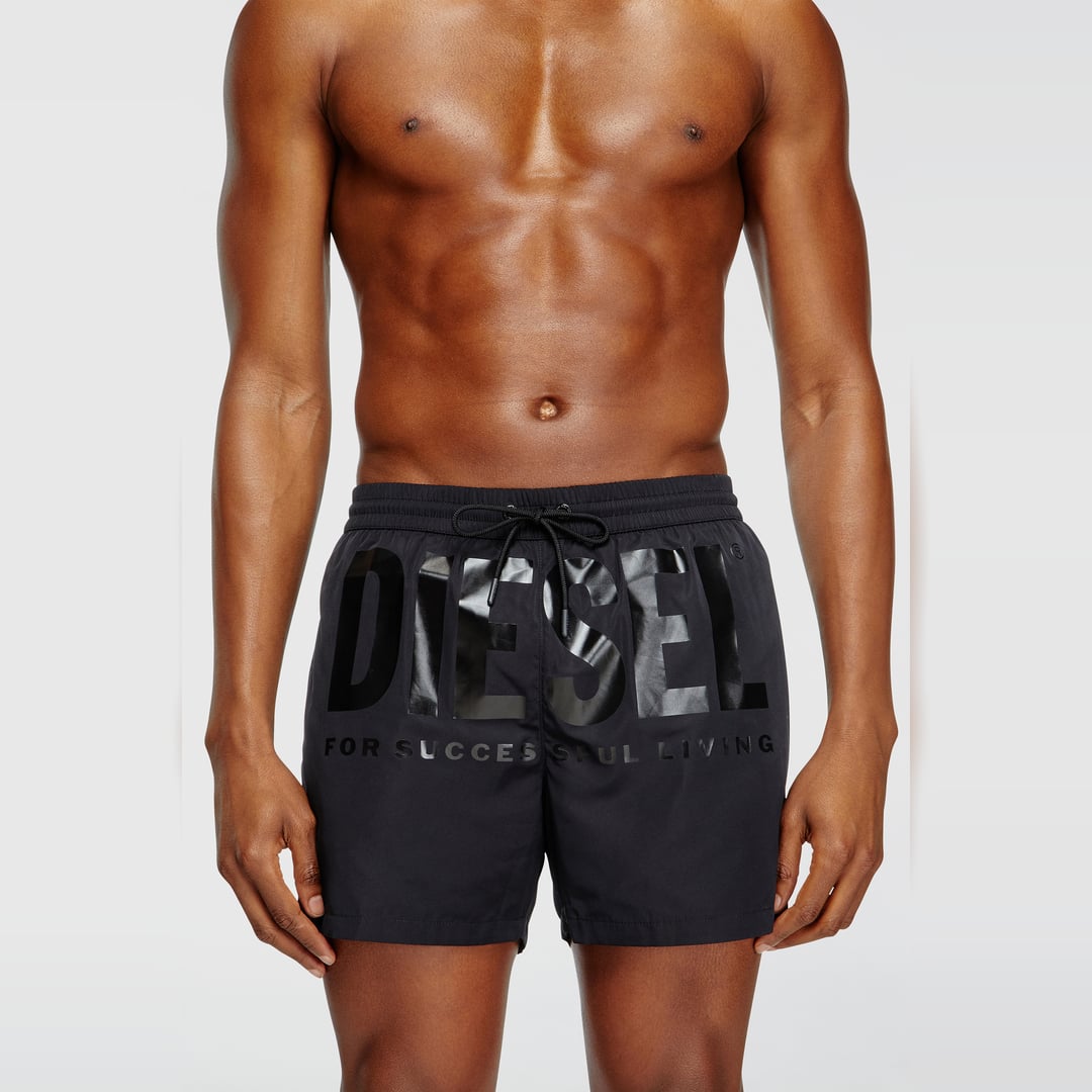 Diesel - Mid-length swim shorts with maxi logo - Swim shorts - Man - Black
