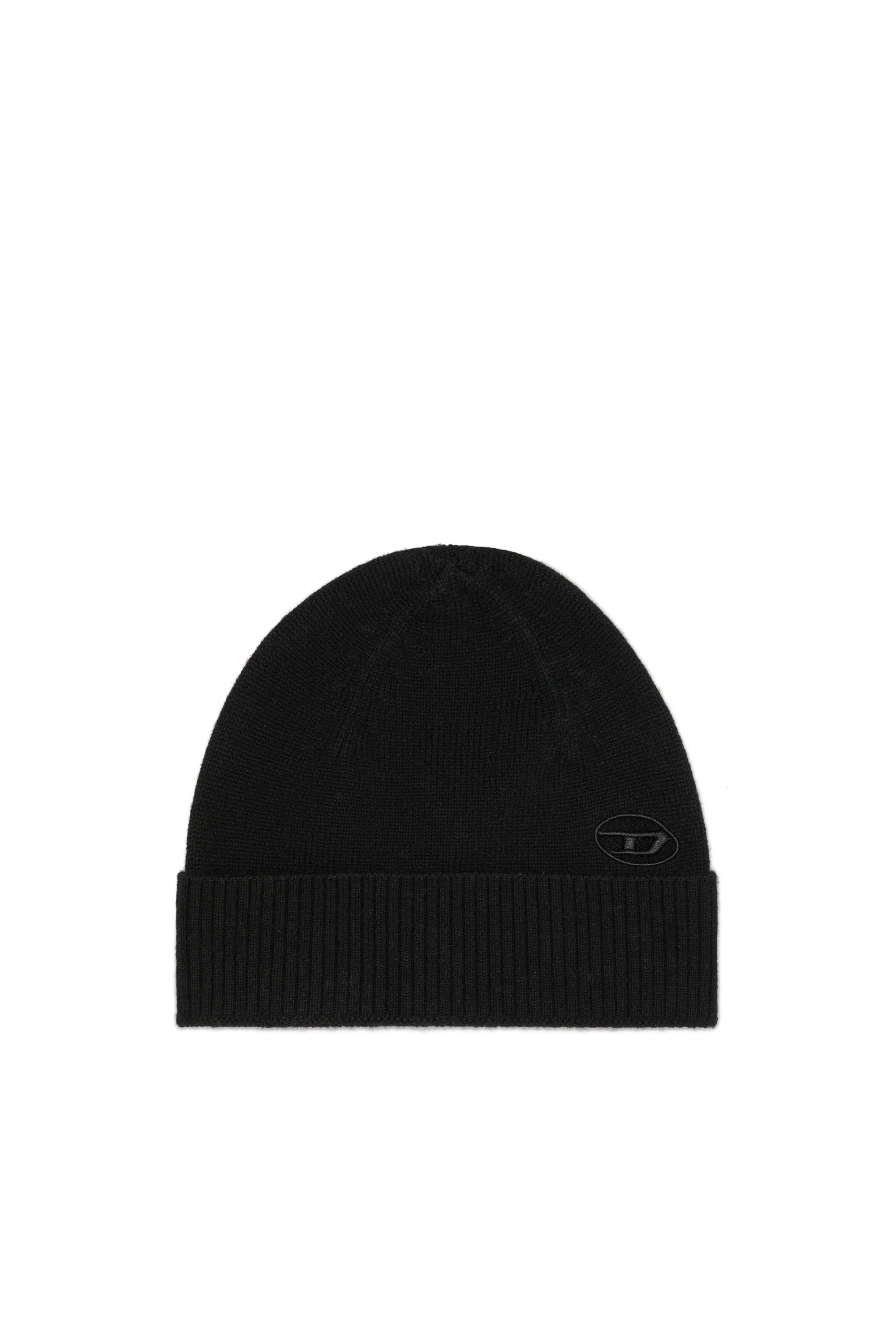 Diesel Beanie With Embroidered Oval D Patch In Black