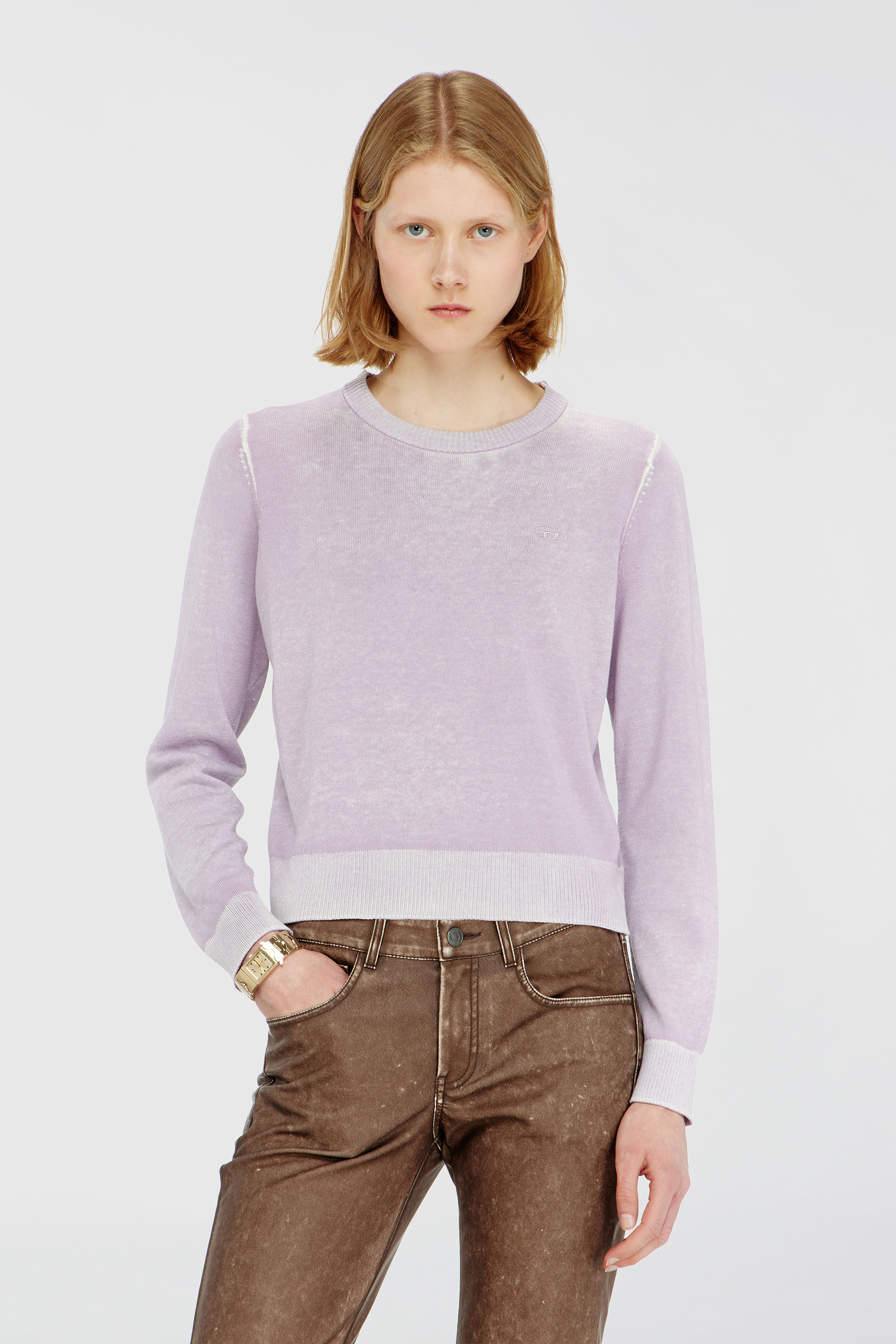 Diesel - Jumper with faded reverse print - Knitwear - Woman - Violet