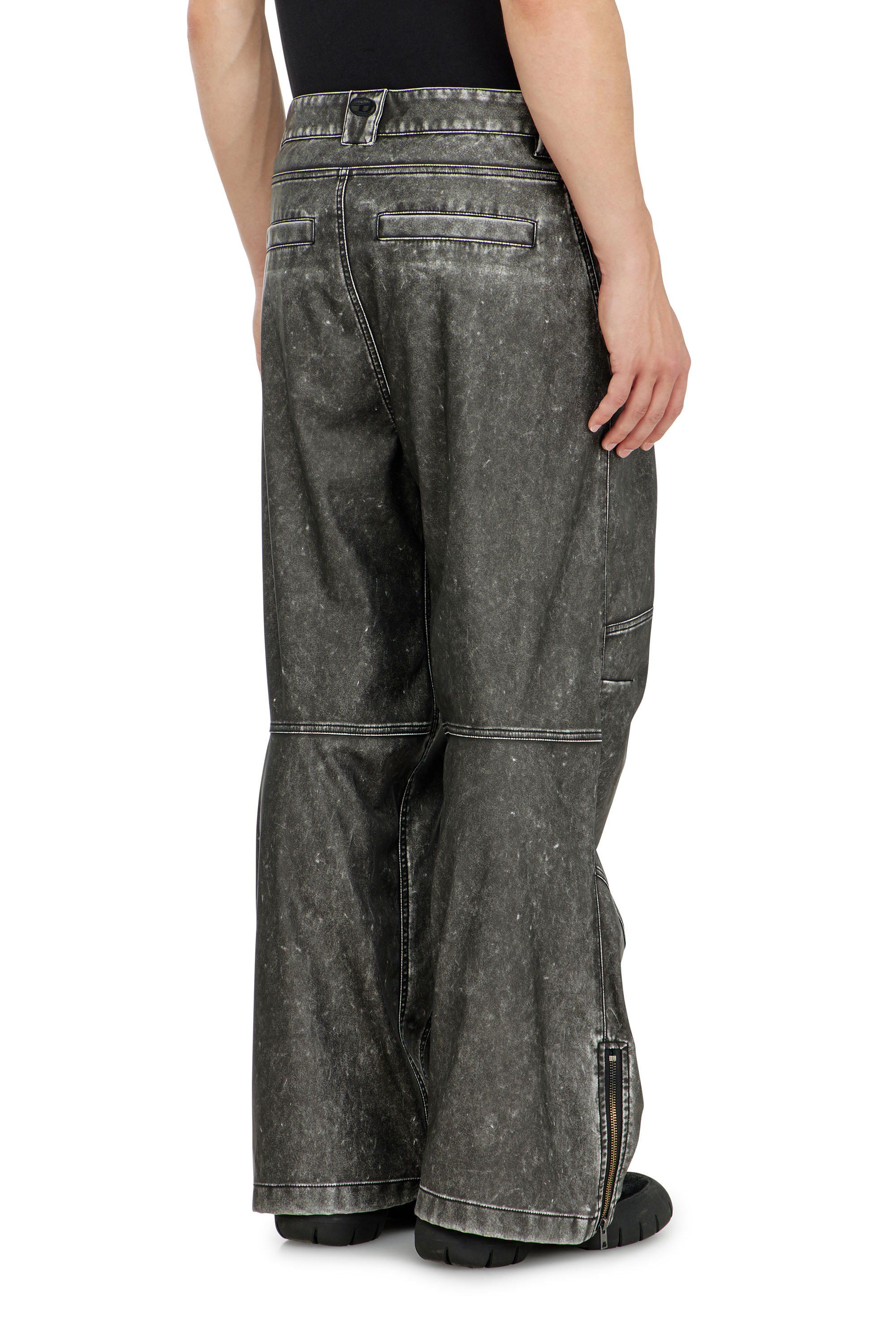 Diesel - P-DELLY-NJCJ, Man's Pants in distressed-effect bonded material in Dark grey - 4