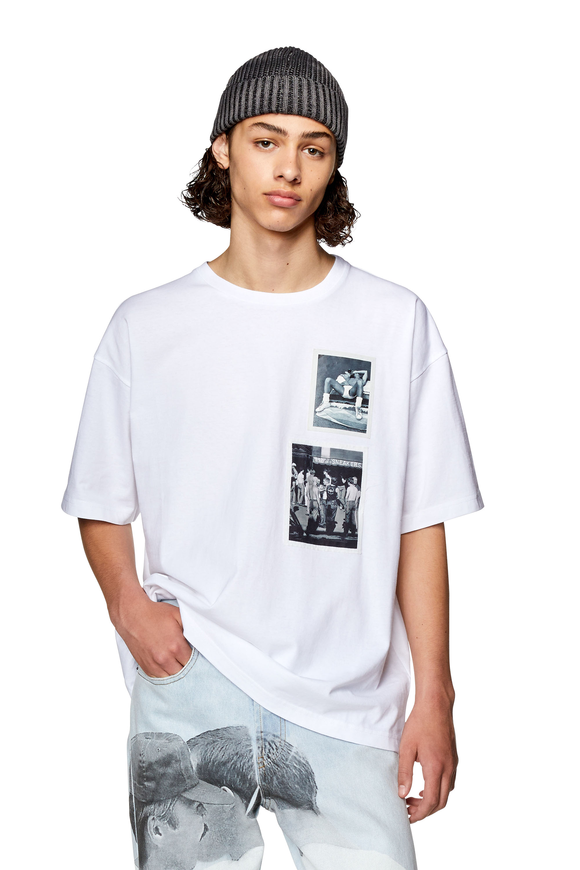 Diesel - Boxy T-shirt with prints and patches - T-Shirts - Unisex - White