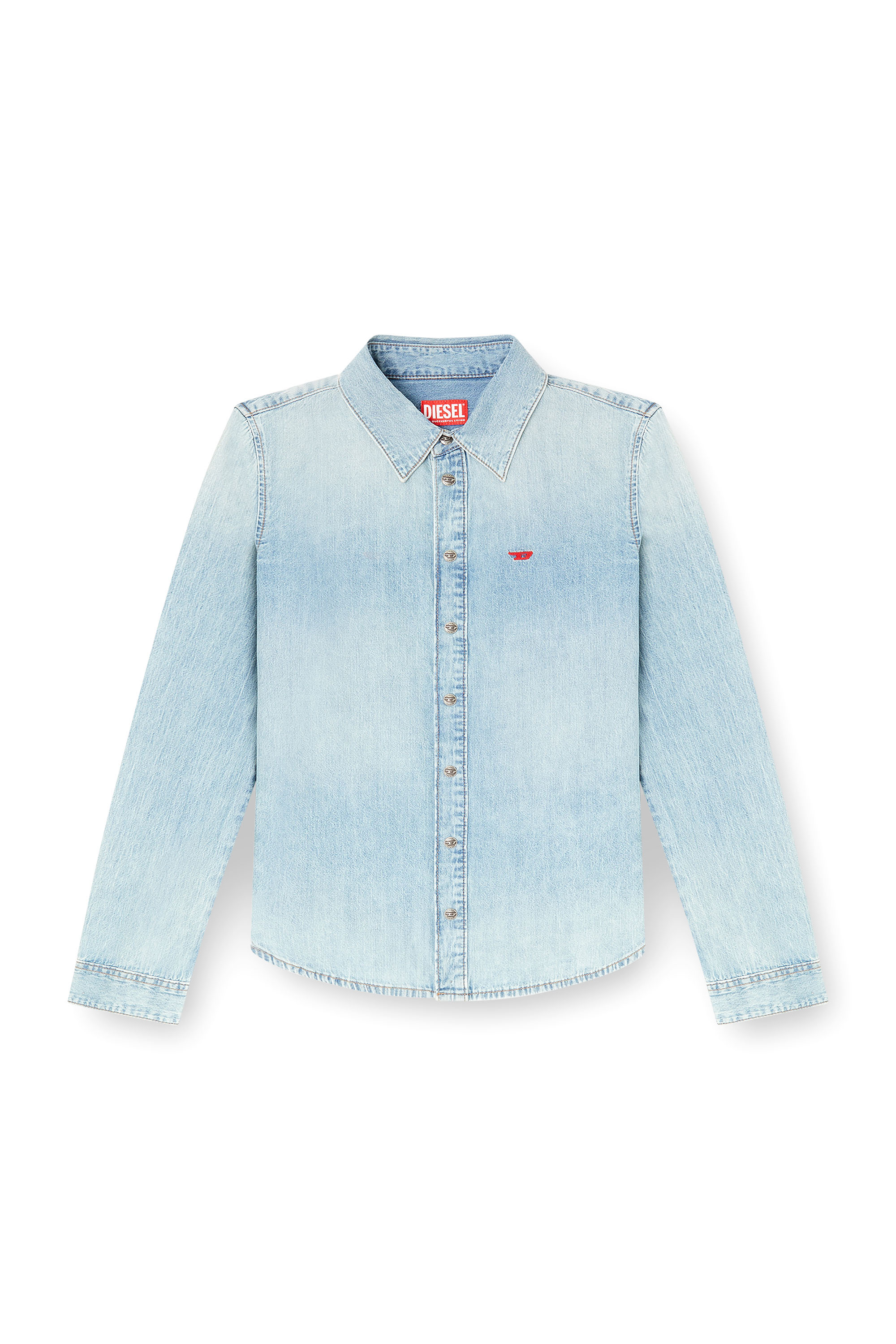 Diesel - DE-EAZY, Woman's Denim shirt with embroidered logo in Light Blue - 3
