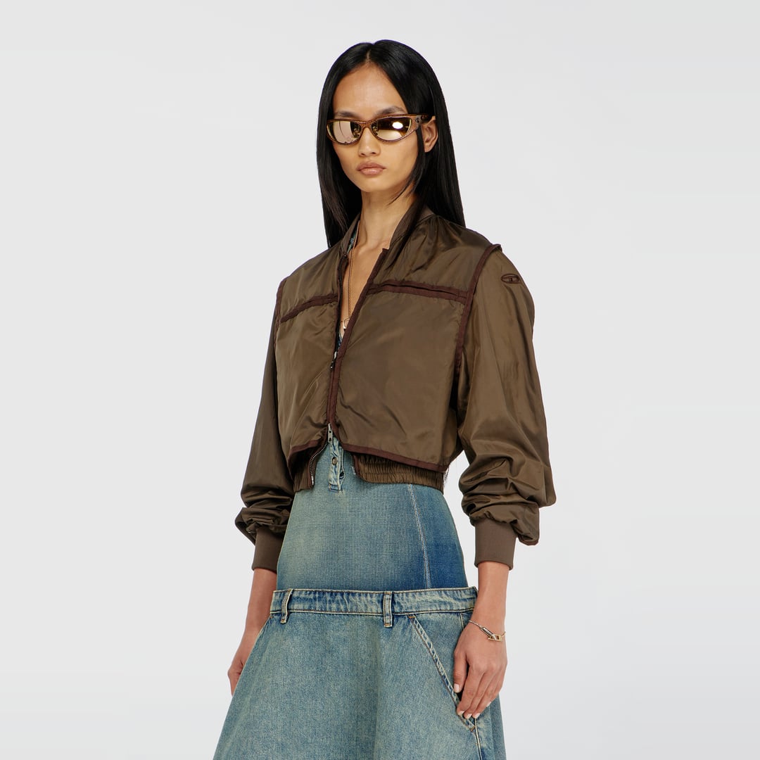 Diesel - Nylon jacket with tonal taping - Jackets - Woman - Brown