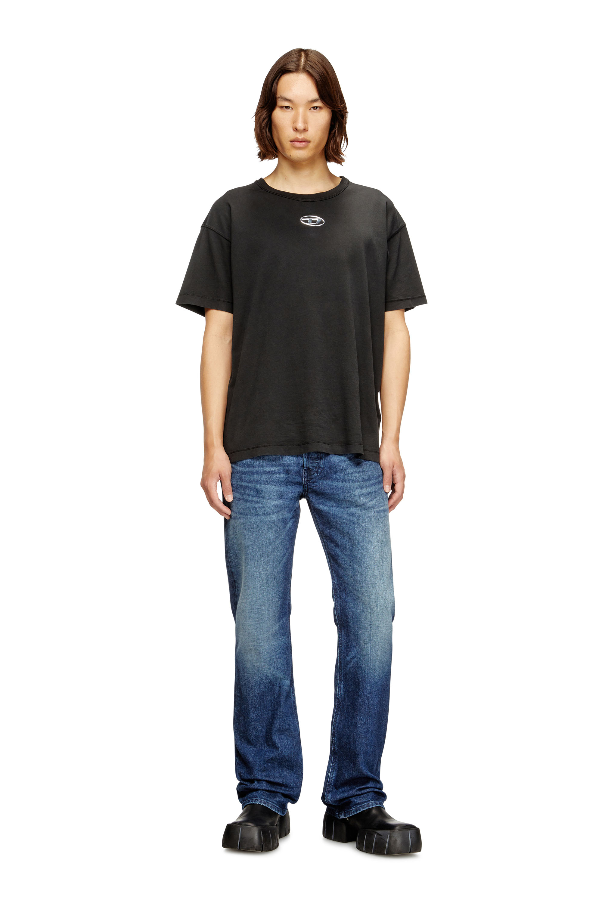 Diesel - T-NORM-IOD, Man's Light cotton T-shirt with metallic Oval D logo in Black - 2