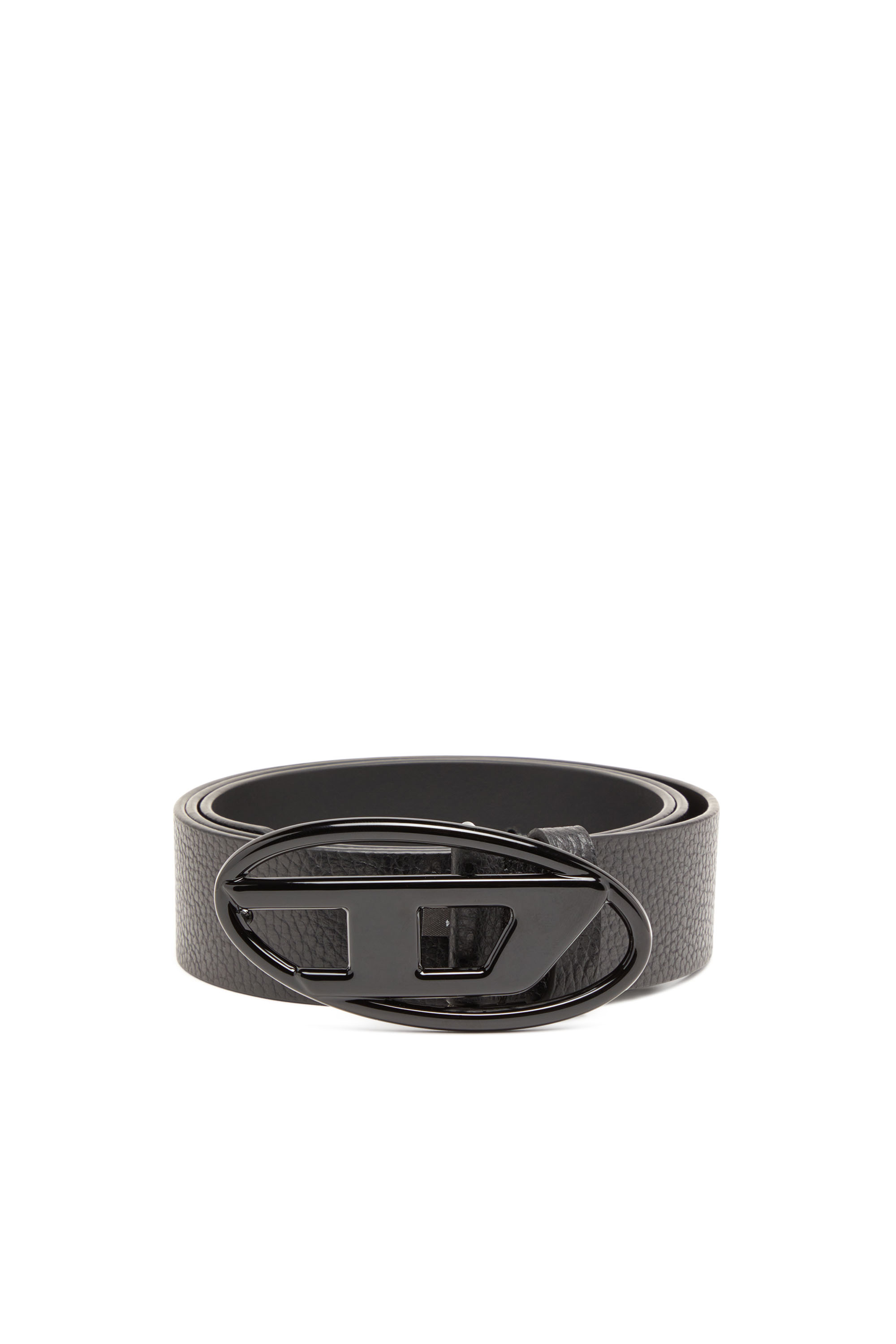 Shop Diesel Leather Belt With Matte Buckle In Black