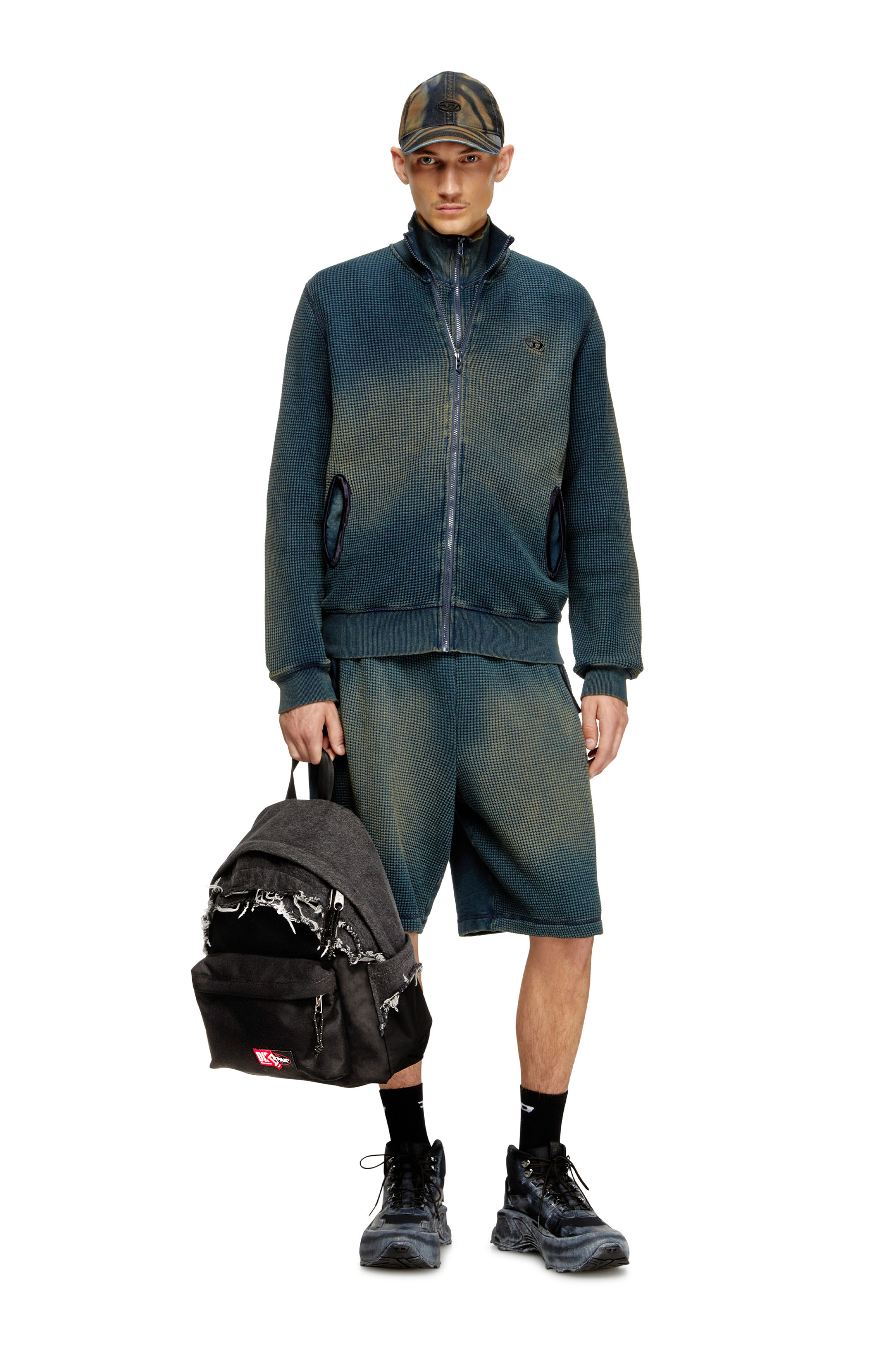 Diesel - DIESEL DAY PAK'R, Unisex's Backpack in destroyed denim and CORDURA® in Black - 2