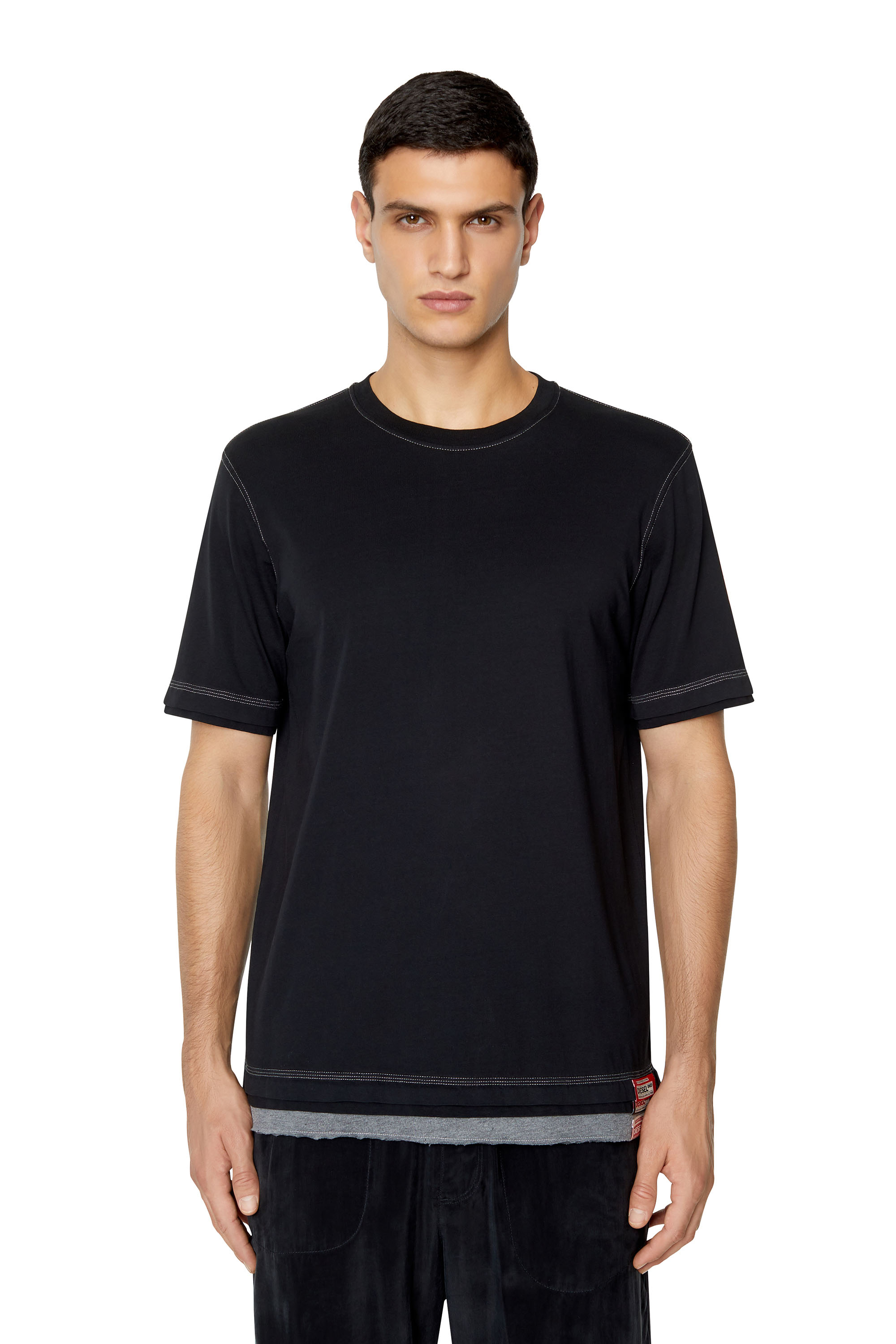 Diesel - T-shirt con orlo a triplo strato - T-Shirts - Uomo - Nero
