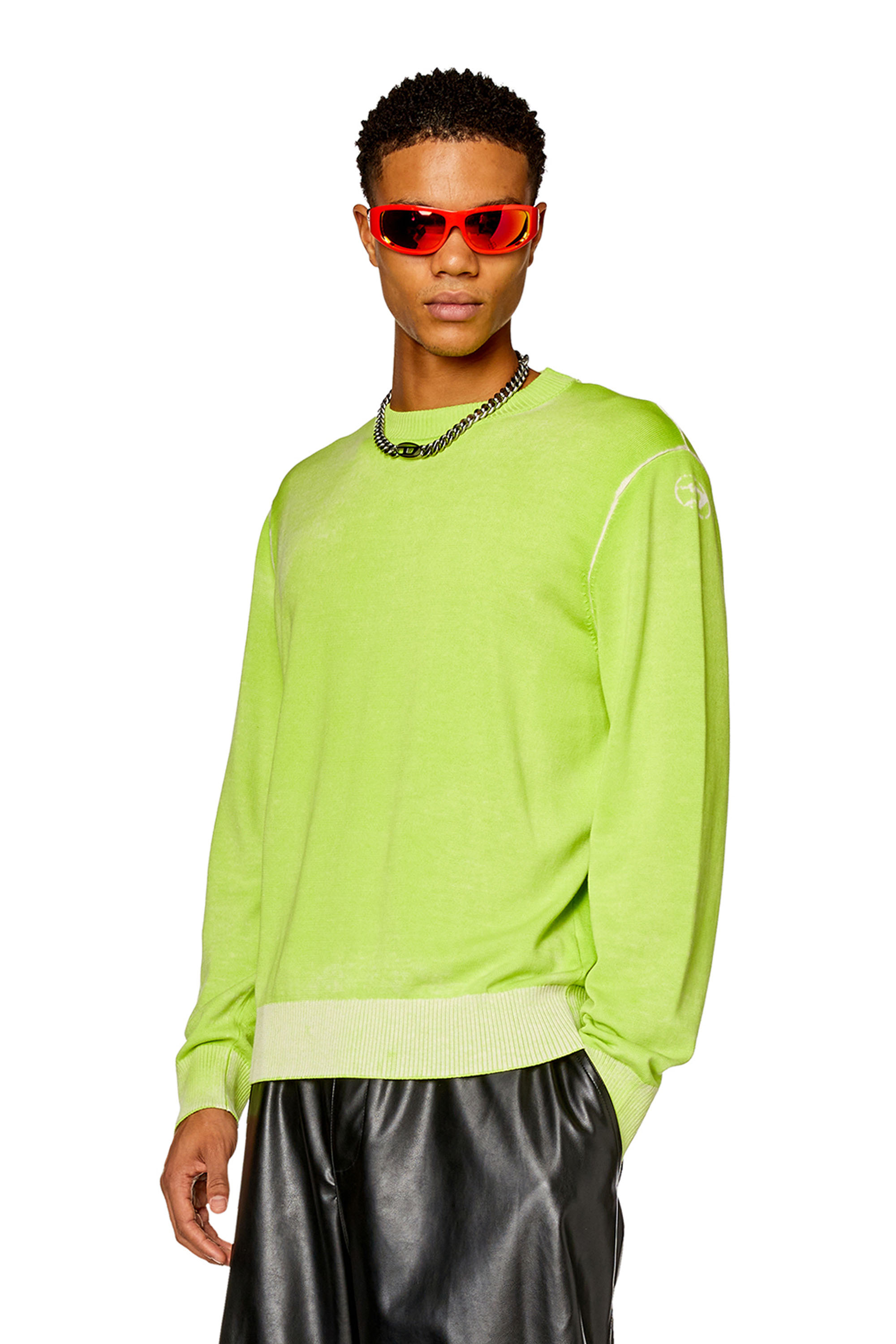 Diesel - Reverse-print cotton jumper - Knitwear - Man - Green