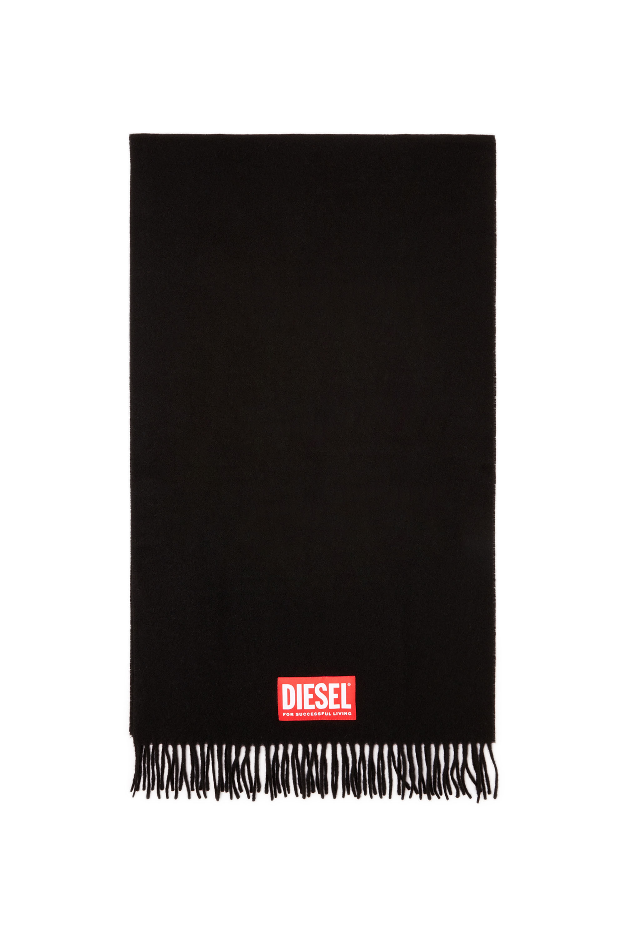 Diesel Logo-label Fringed Scarf In Black