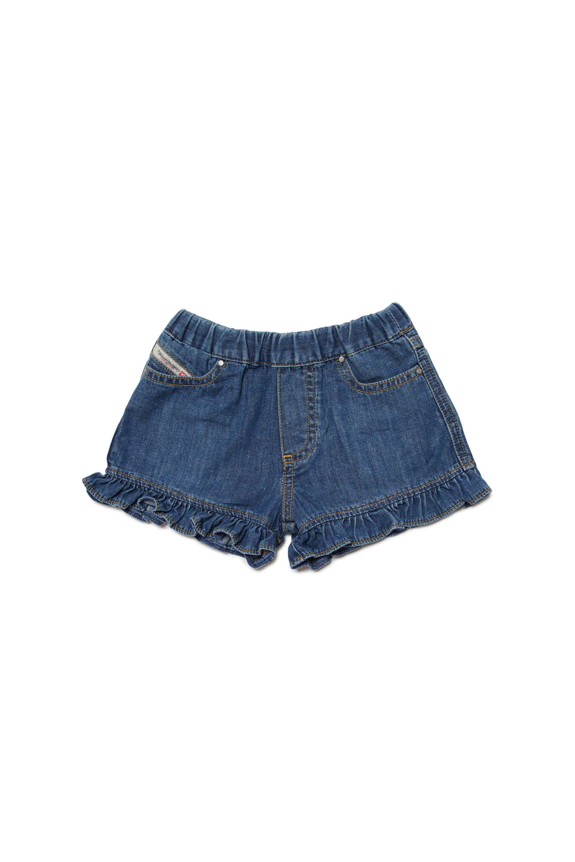 Diesel - Pantalones cortos de denim con volantes - Shorts - Mujer - Azul marino