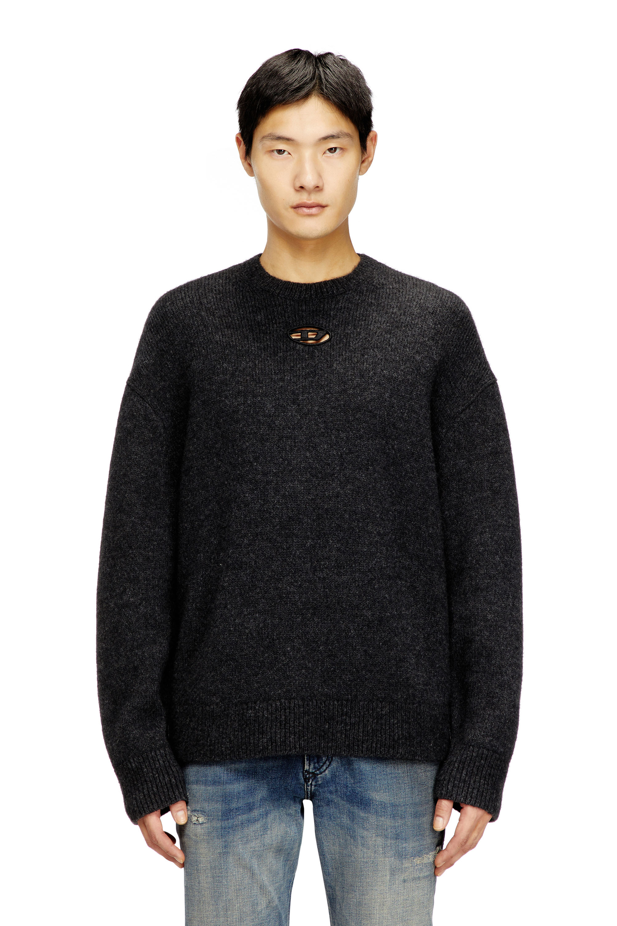 Diesel Men's Black - Jumper In Wool And Alpaca Blend - Knitwear - Man Large