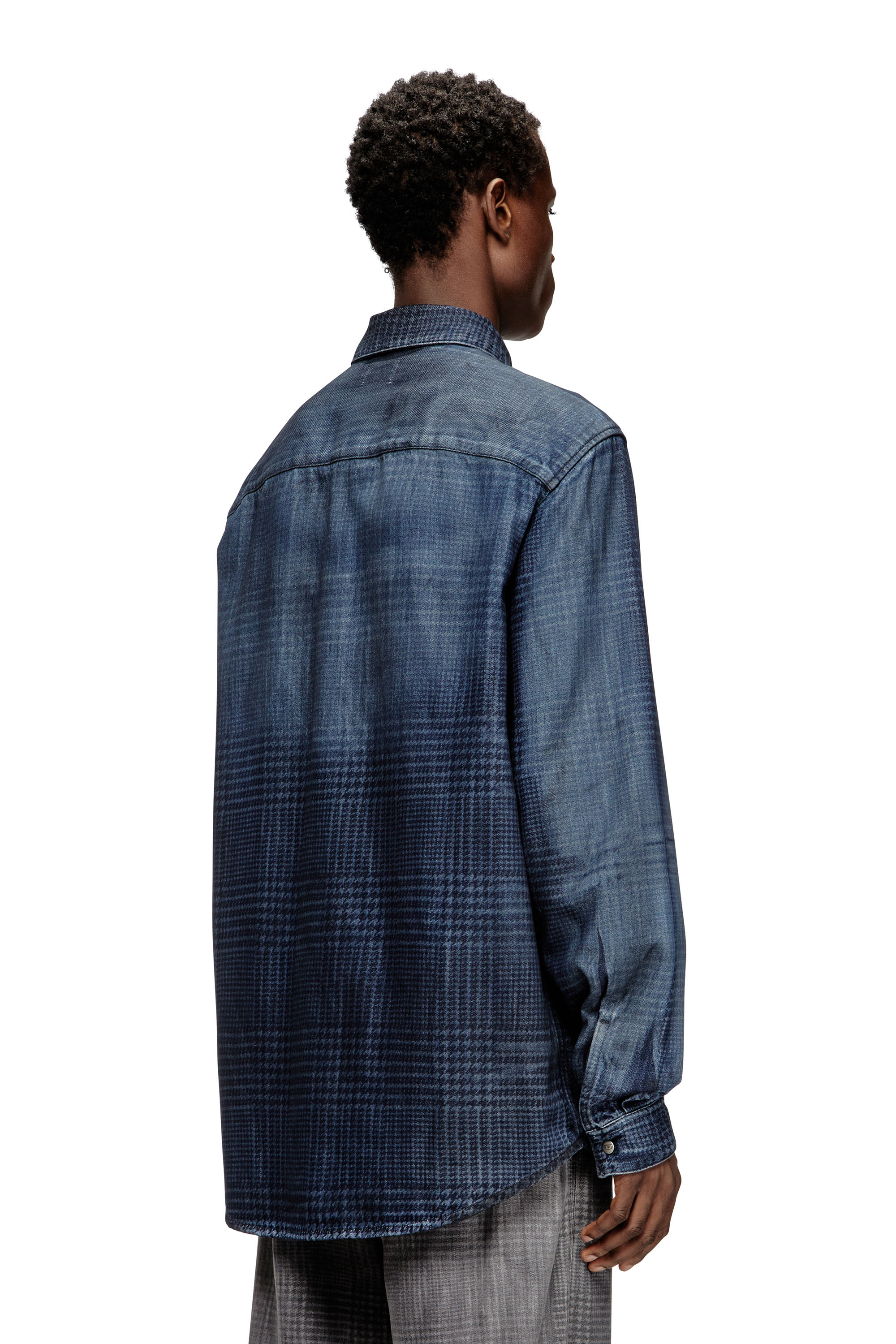 Diesel - D-SIMPLY-S13, Man's Shirt in fluid Prince of Wales denim in Blue - 4