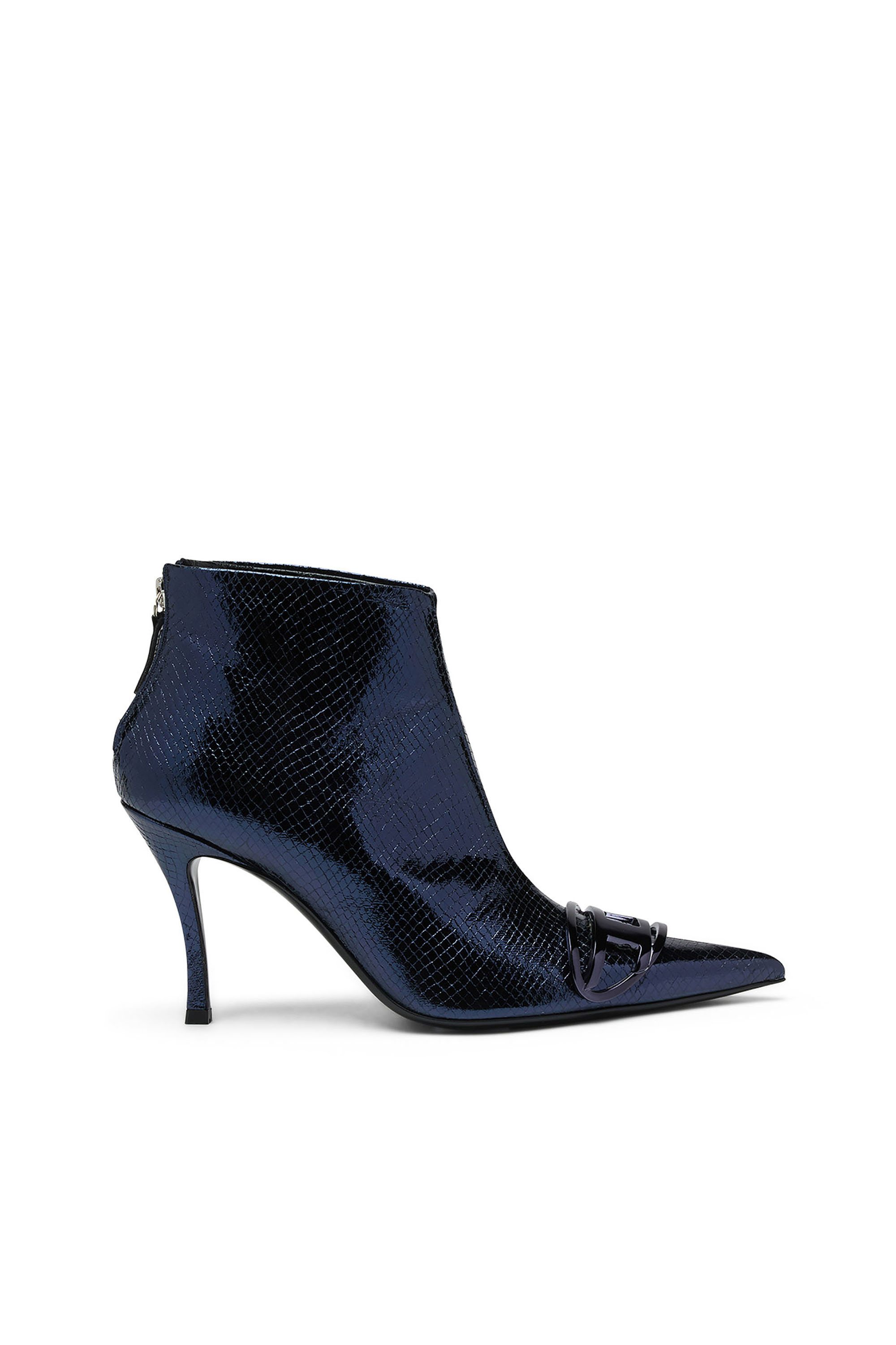 Diesel - D-Venus-Patent snake-effect ankle boots - Ankle Boots - Woman - Blue