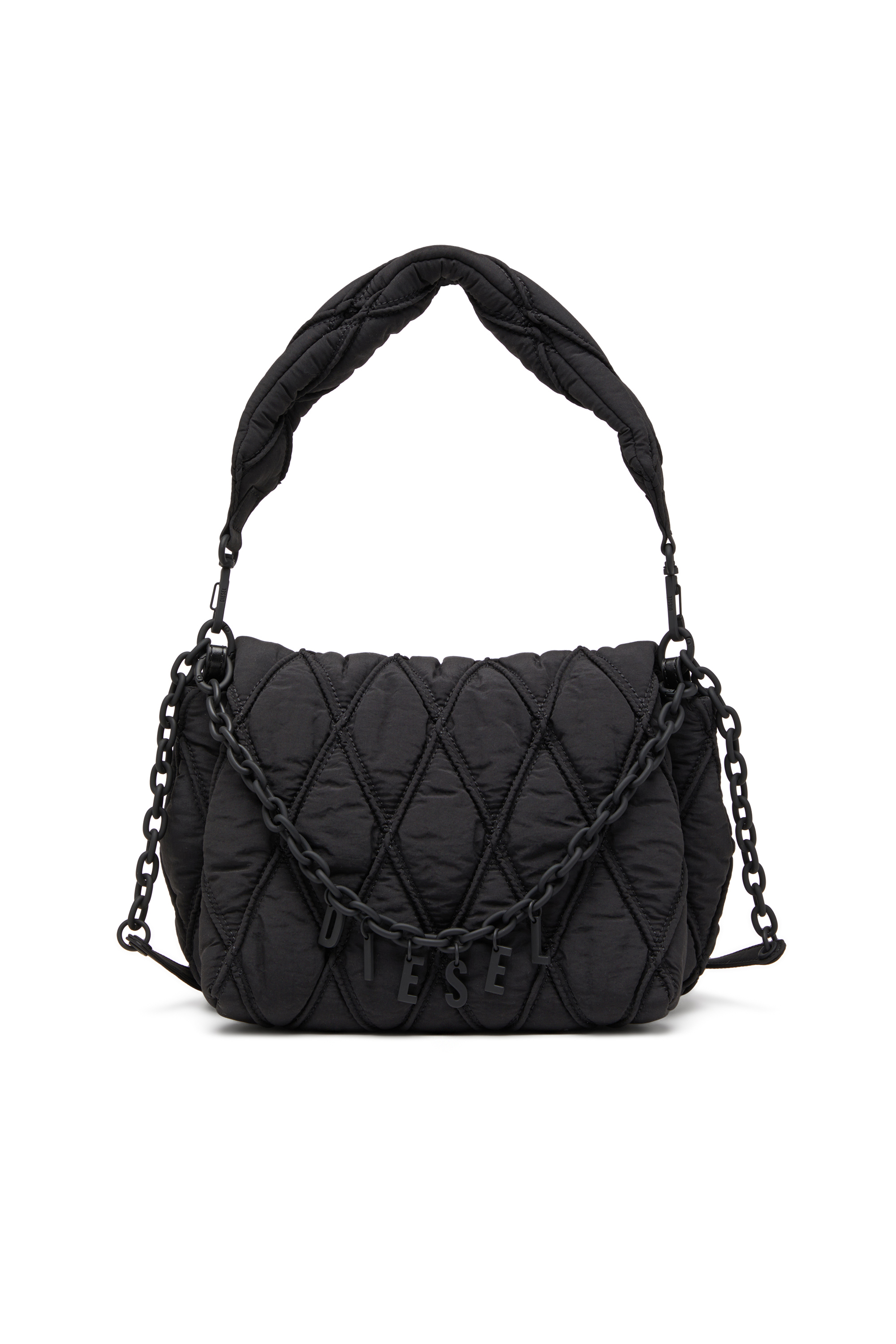 Diesel Mulher Preto - Charm-D-Shoulder Bag In Quilted Nylon - Shoulder Bags - Woman Uni