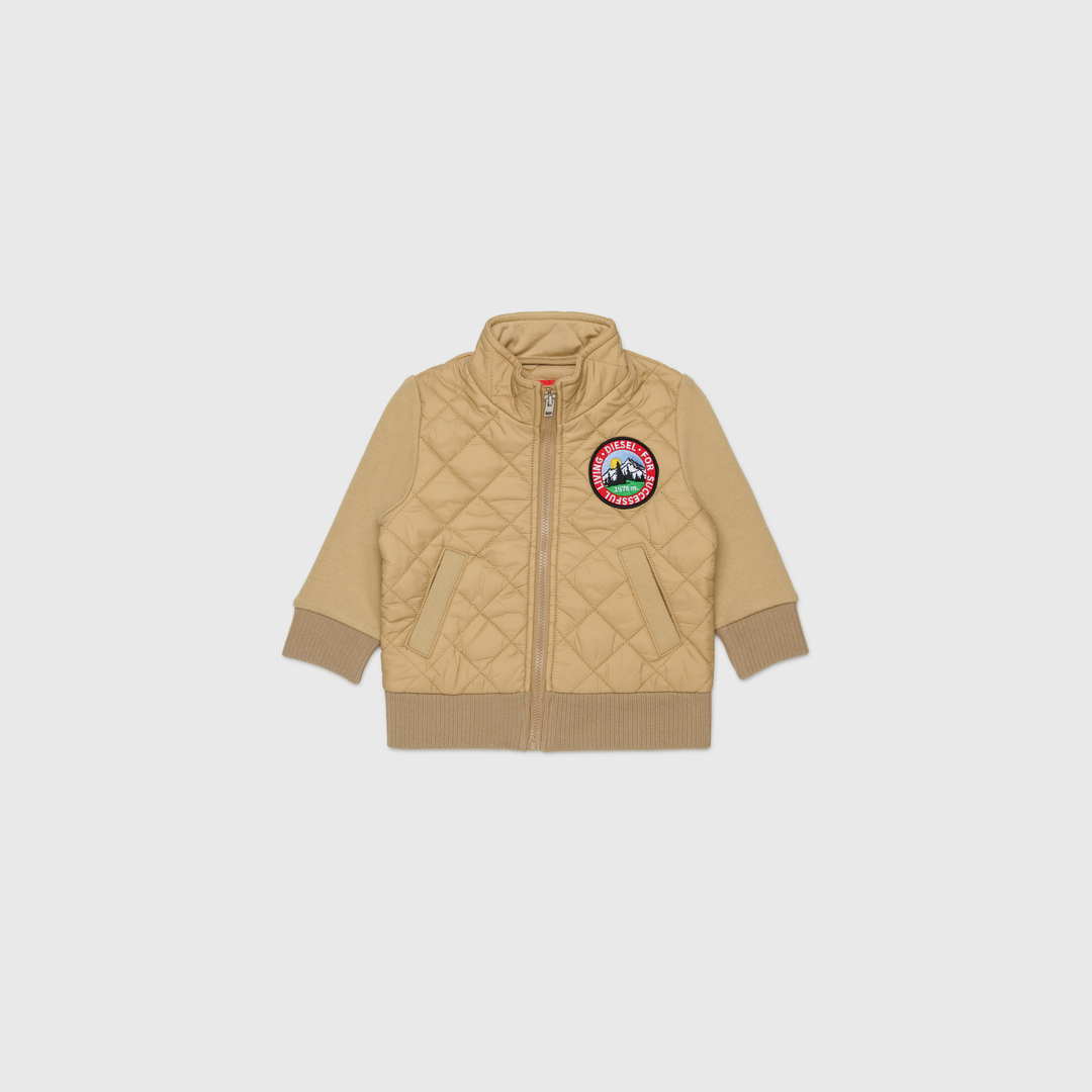 Diesel - Veste matelassée en nylon avec manches en coton - Pull Cotton - Mixte - Marron