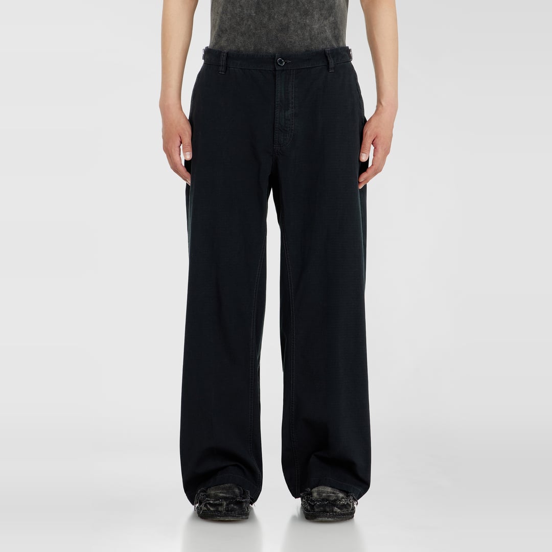 Diesel - Cotton ripstop pants with side buckles - Pants - Man - Black