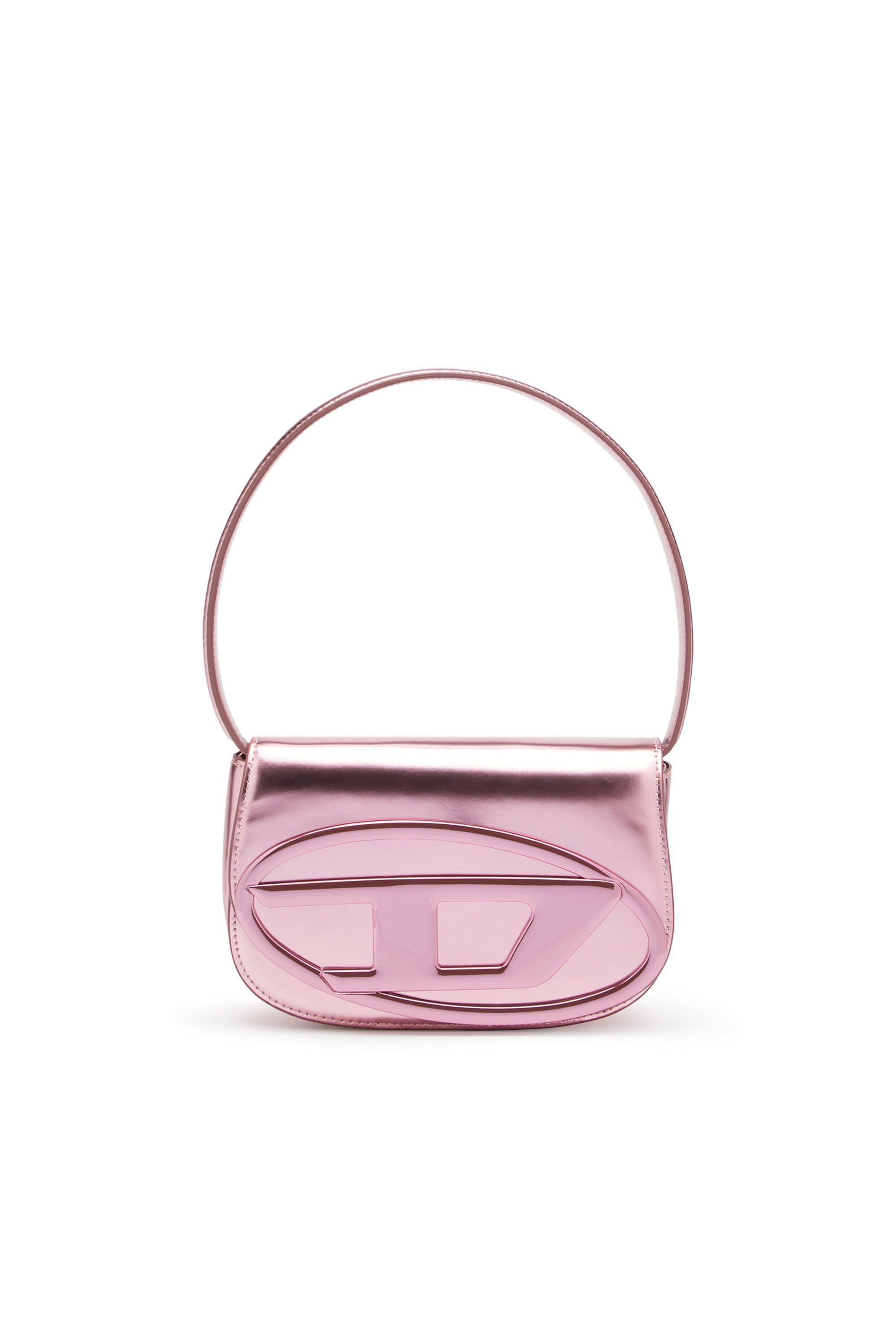 Diesel - 1DR - Iconic shoulder bag in mirrored leather - Shoulder Bags - Woman - Pink