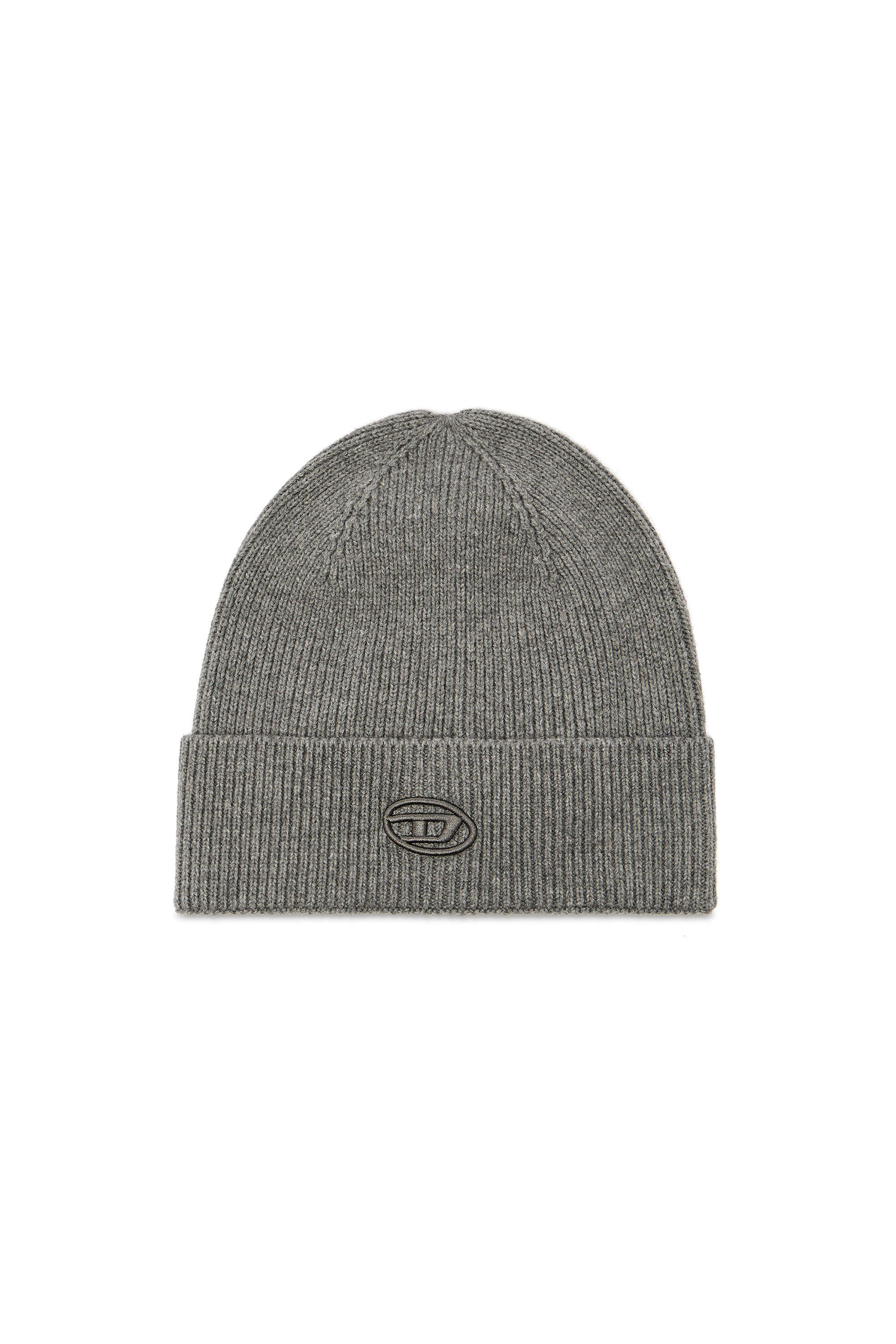 Diesel Unisex Grey - Ribbed Beanie With D Embroidery - Knit Caps Uni