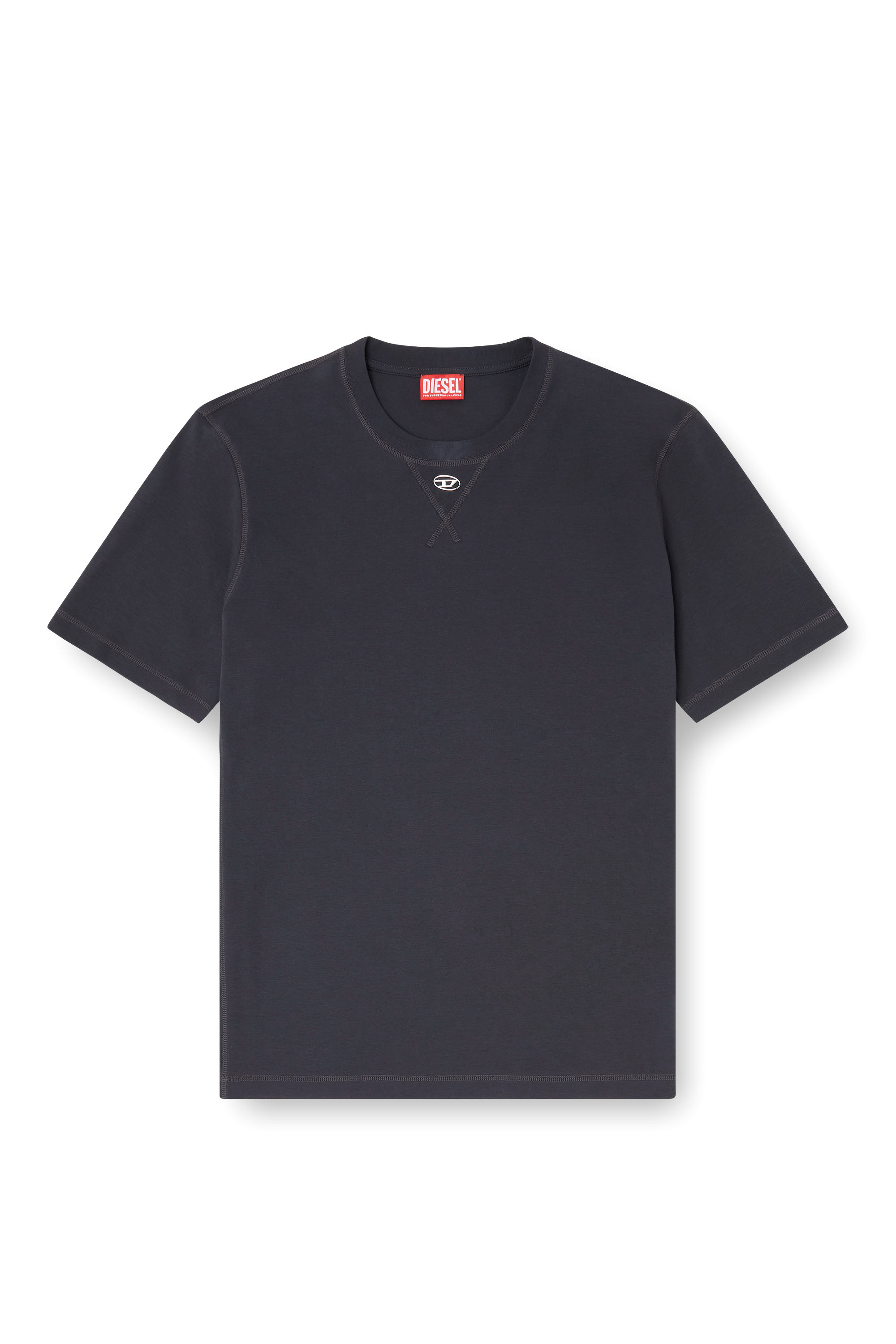 Diesel - T-MADJUST-TR, Man's Regular T-shirt with crew neck and Oval D in Dark grey - 3
