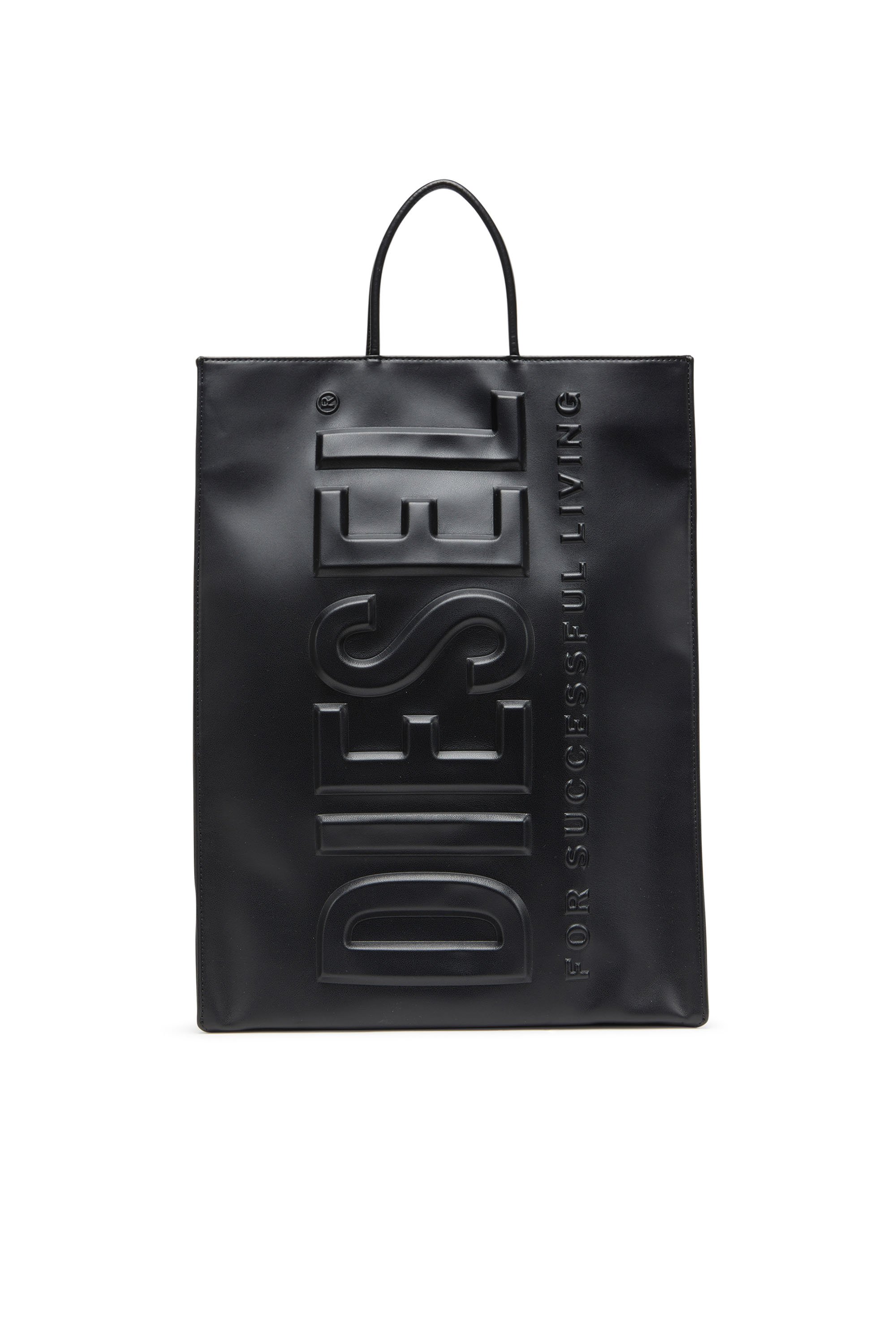 Diesel - Dsl 3D Shopper L X - Large PU tote bag with embossed logo - Shopping Bags - Unisex - Black